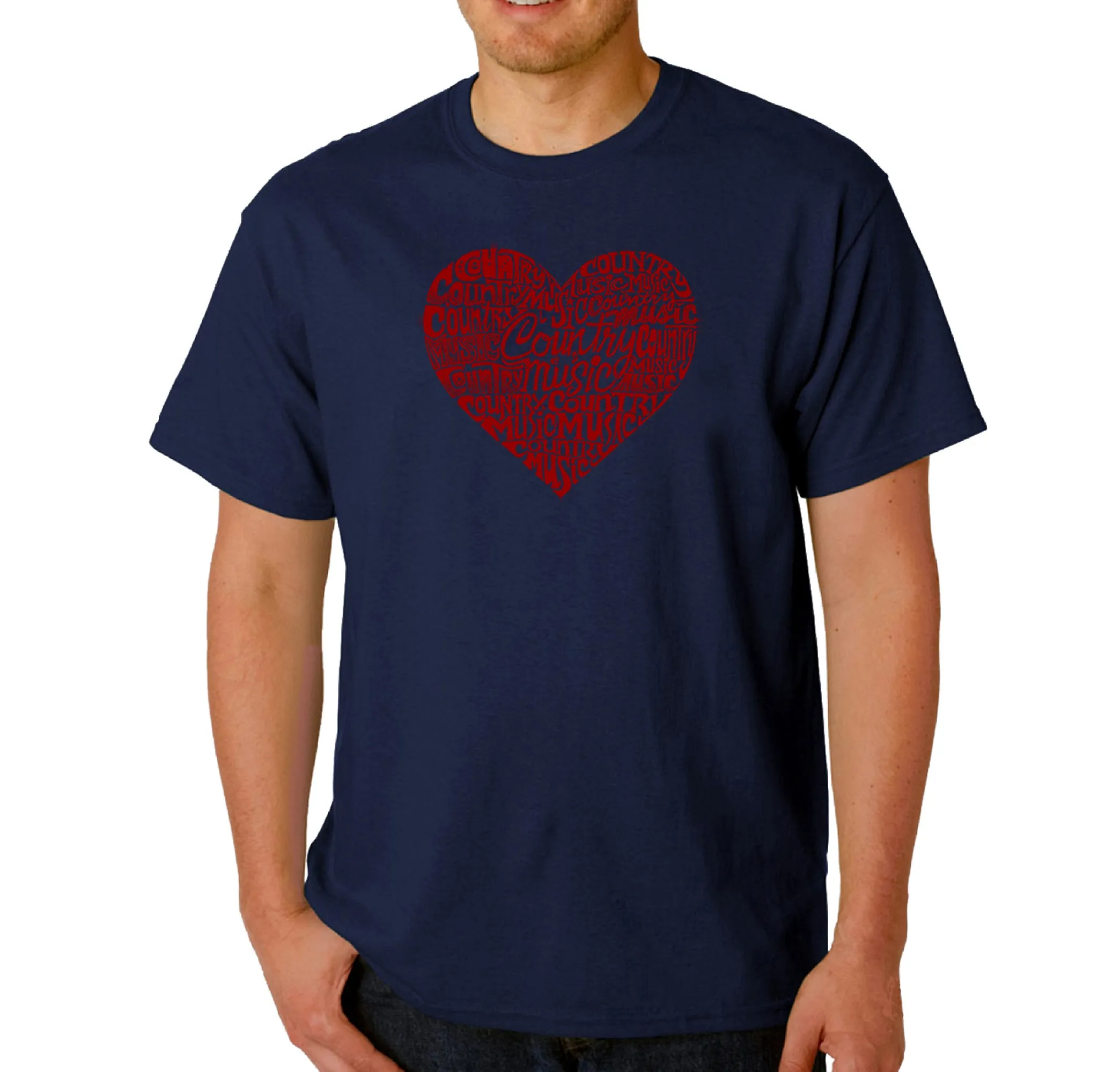 Country Music Heart - Men's Word Art T-Shirt sold by LA Pop Art product image thumbnail 3