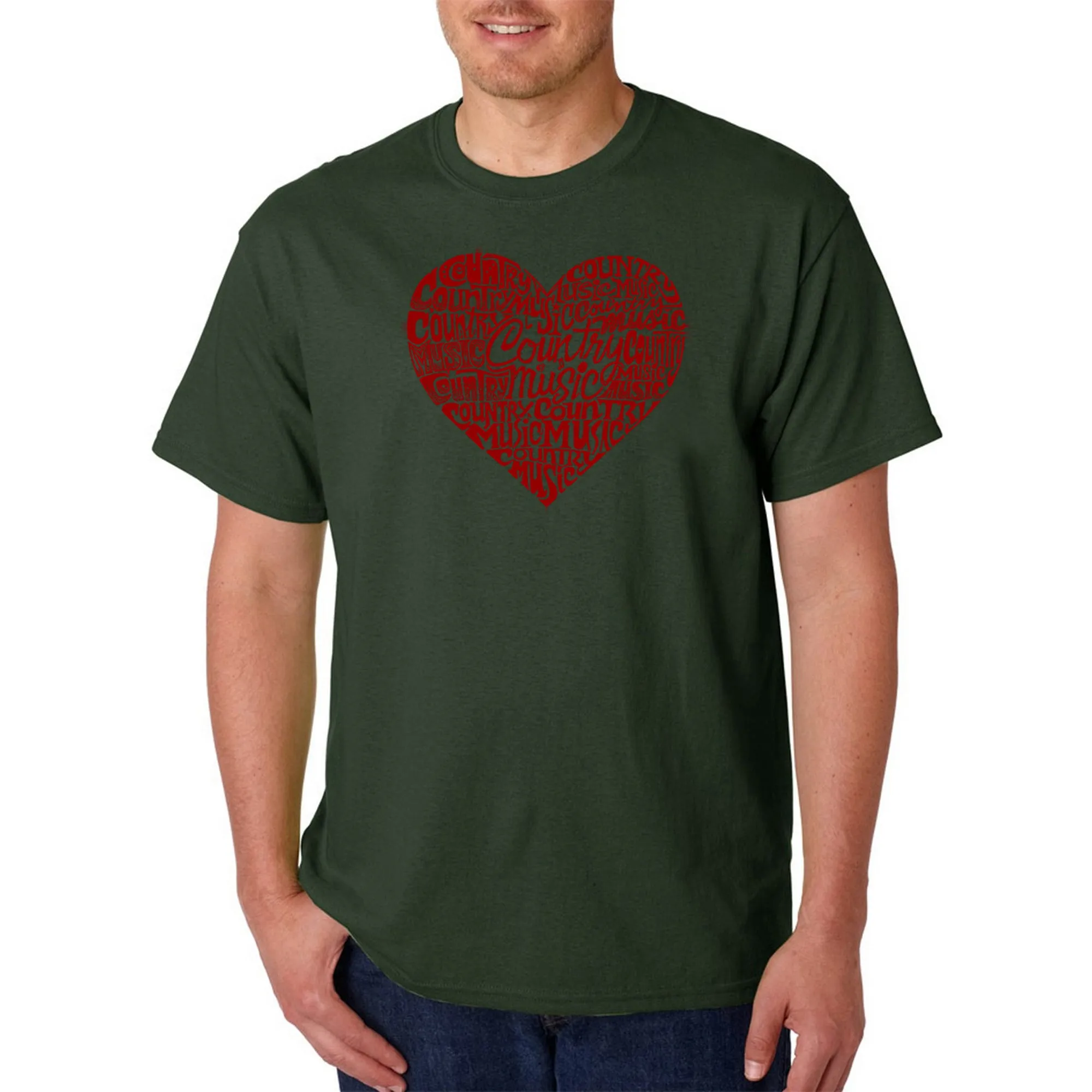 Country Music Heart - Men's Word Art T-Shirt sold by LA Pop Art product image thumbnail 4