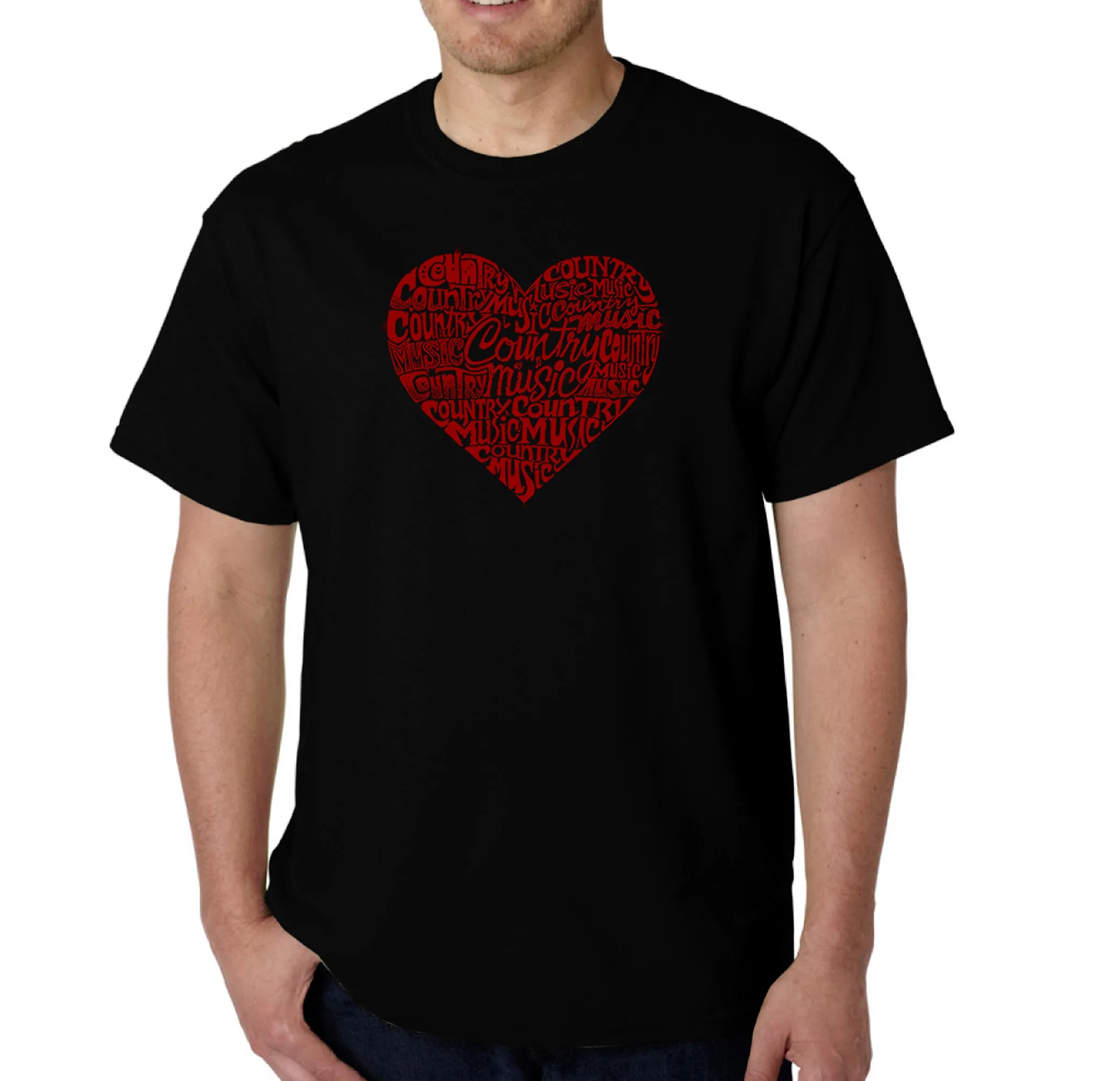 Country Music Heart - Men's Word Art T-Shirt sold by LA Pop Art
