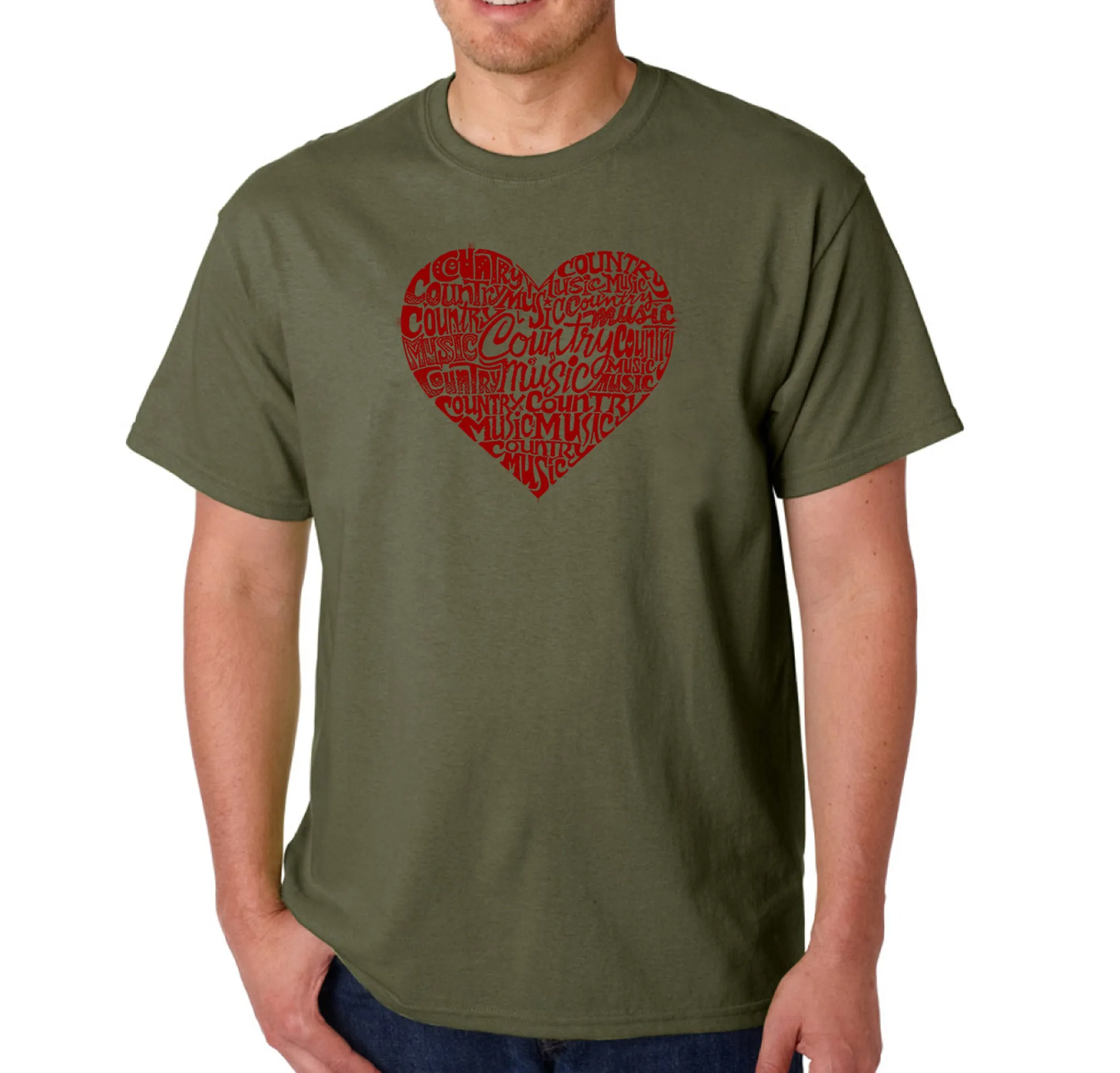 Country Music Heart - Men's Word Art T-Shirt sold by LA Pop Art product image thumbnail 5