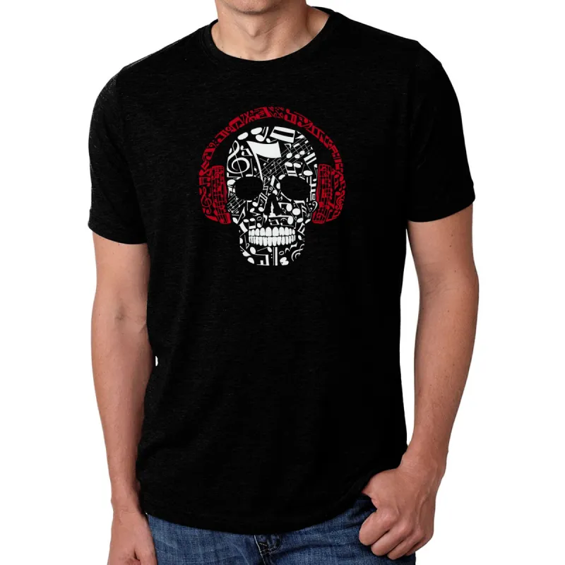 Music Notes Skull - Men's Premium Blend Word Art T-Shirt sold by LA Pop Art