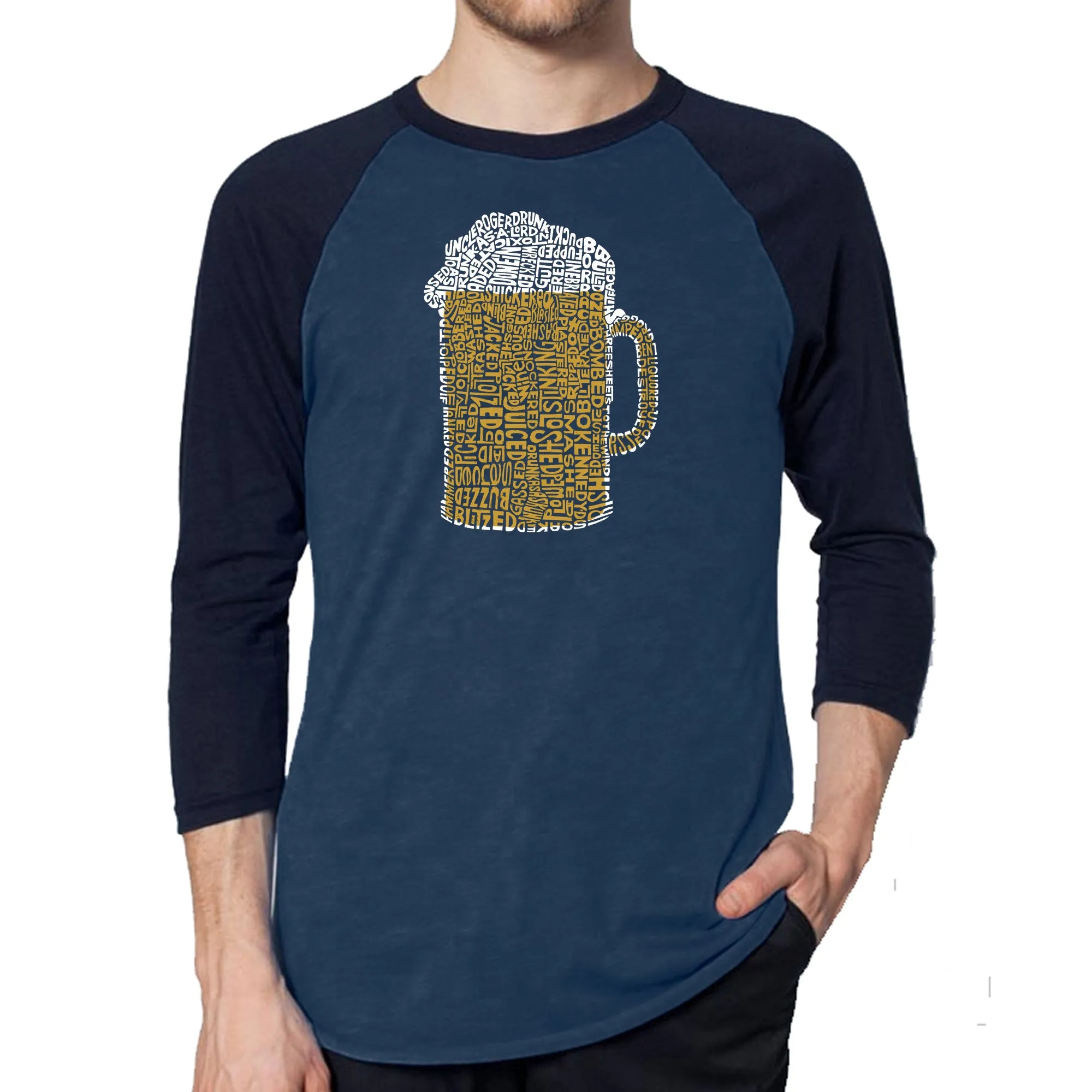 Slang Terms for Being Wasted - Men's Raglan Baseball Word Art T-Shirt sold by LA Pop Art product image thumbnail 3