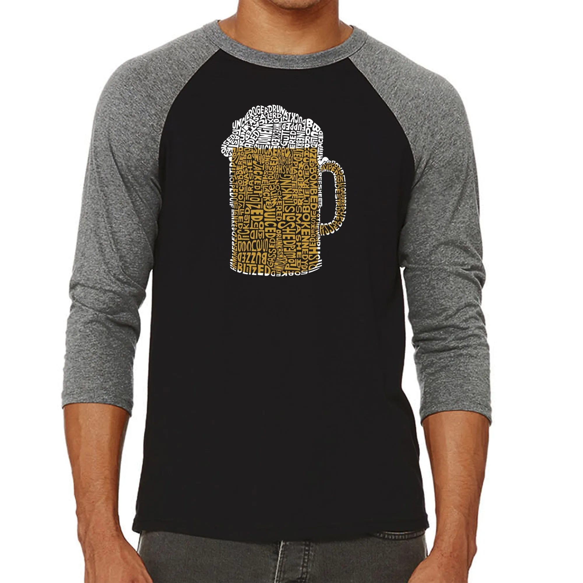 Slang Terms for Being Wasted - Men's Raglan Baseball Word Art T-Shirt sold by LA Pop Art product image thumbnail 4
