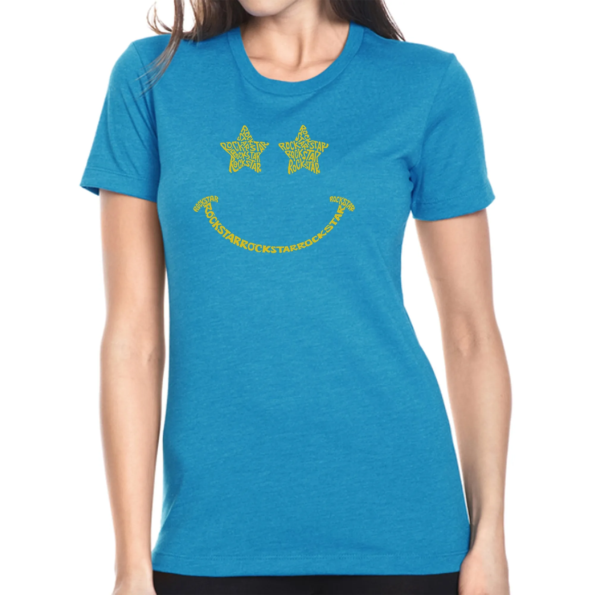 Rockstar Smiley - Women's Premium Blend Word Art T-Shirt sold by LA Pop Art product image thumbnail 4