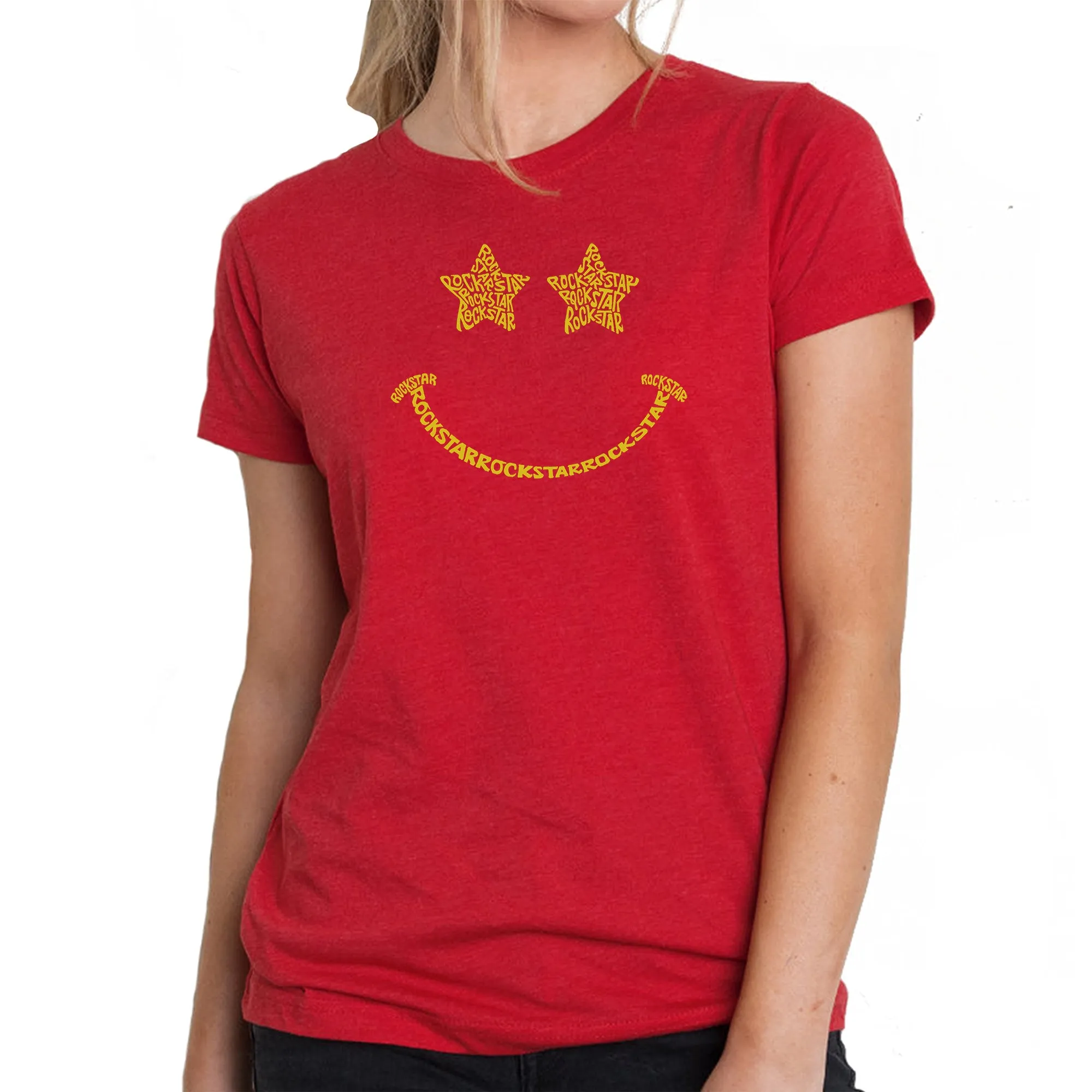 Rockstar Smiley - Women's Premium Blend Word Art T-Shirt sold by LA Pop Art product image thumbnail 5