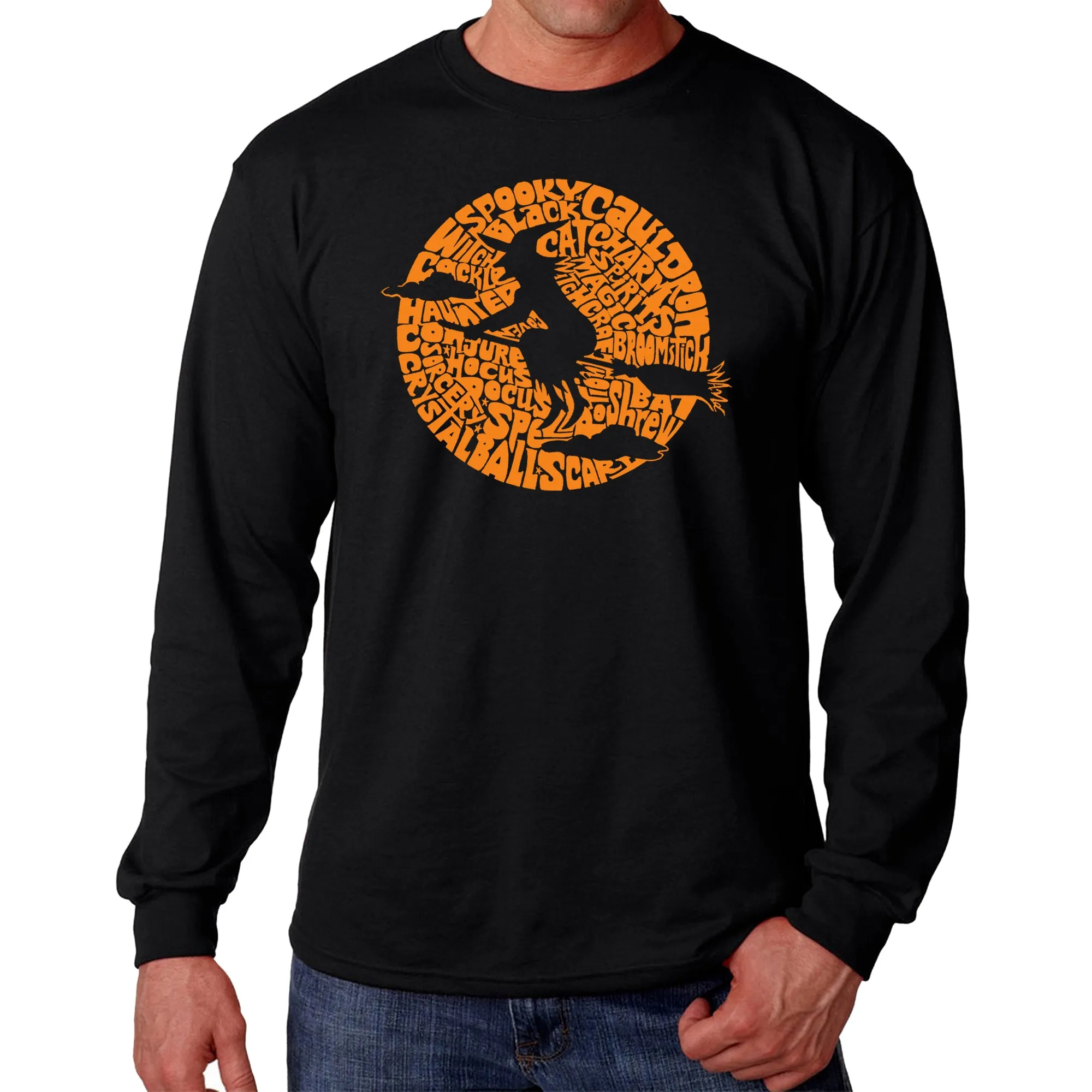 Spooky Witch - Men's Word Art Long Sleeve T-Shirt sold by LA Pop Art