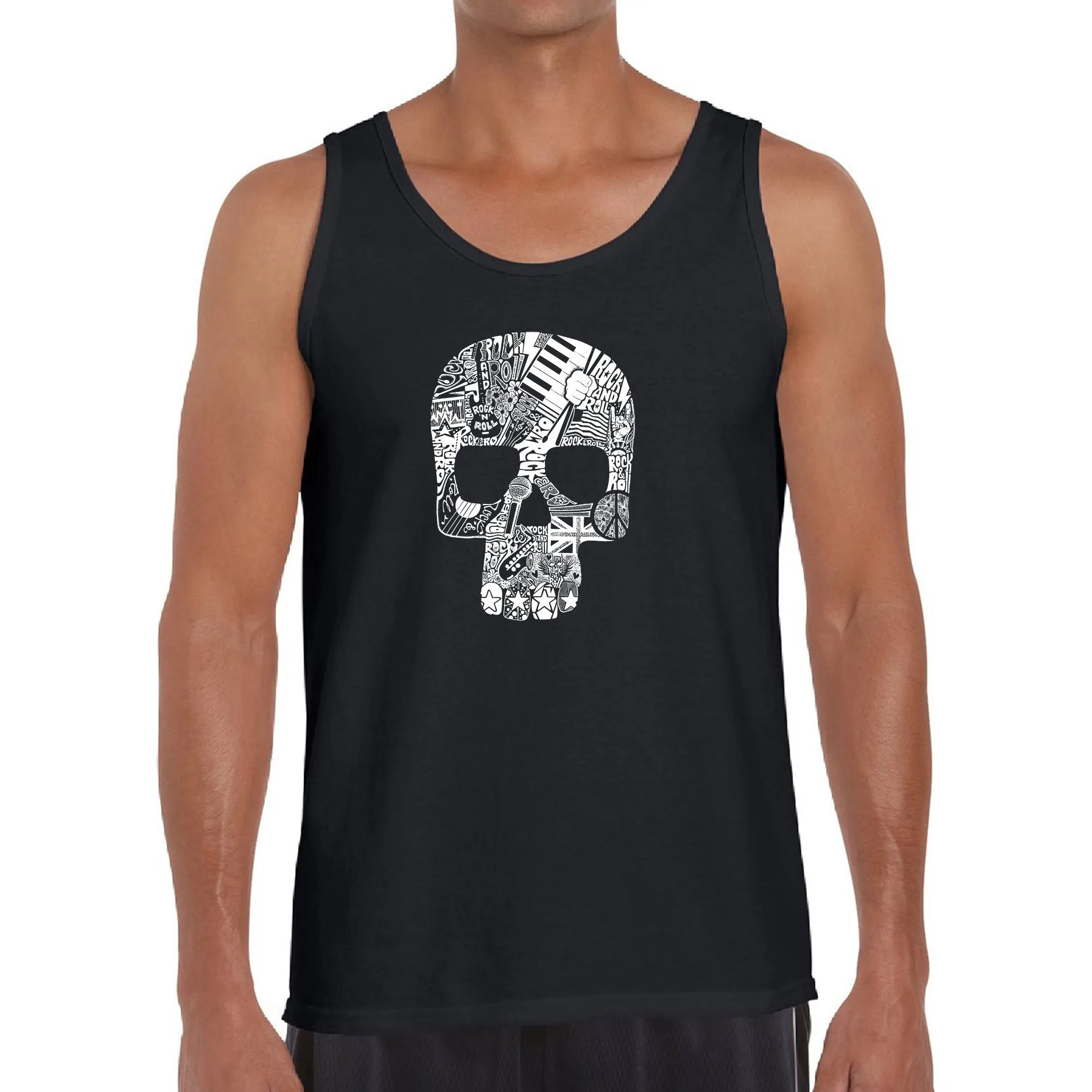 Rock n Roll Skull - Men's Word Art Tank Top sold by LA Pop Art