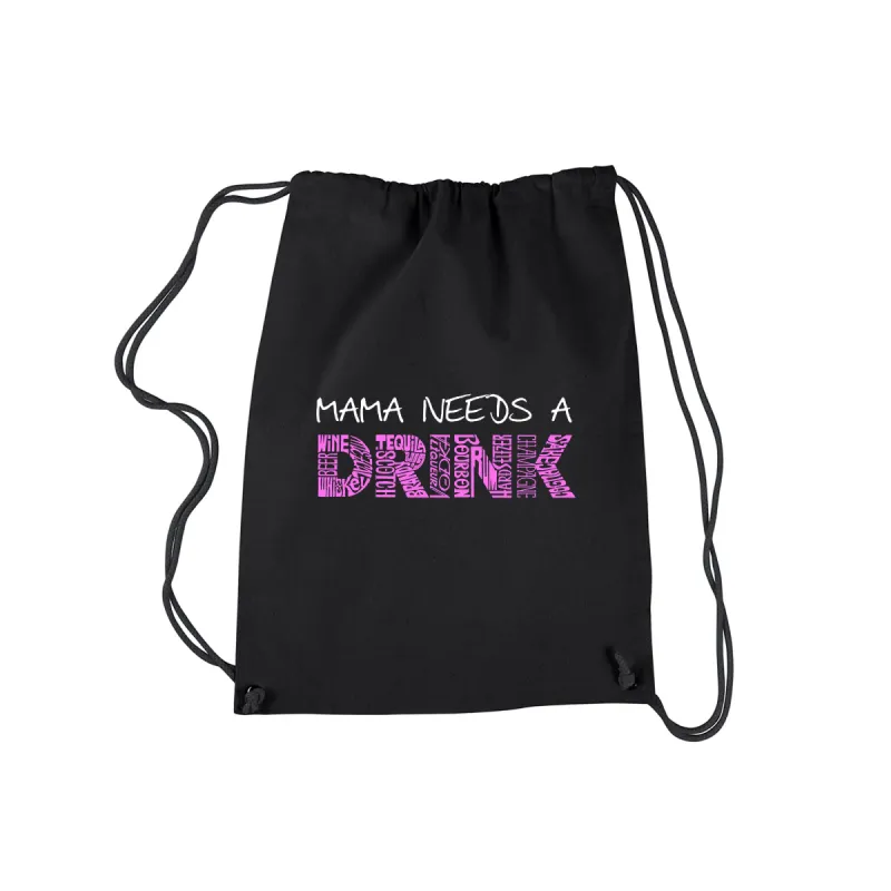 Mama Needs a Drink  - Drawstring Backpack sold by LA Pop Art