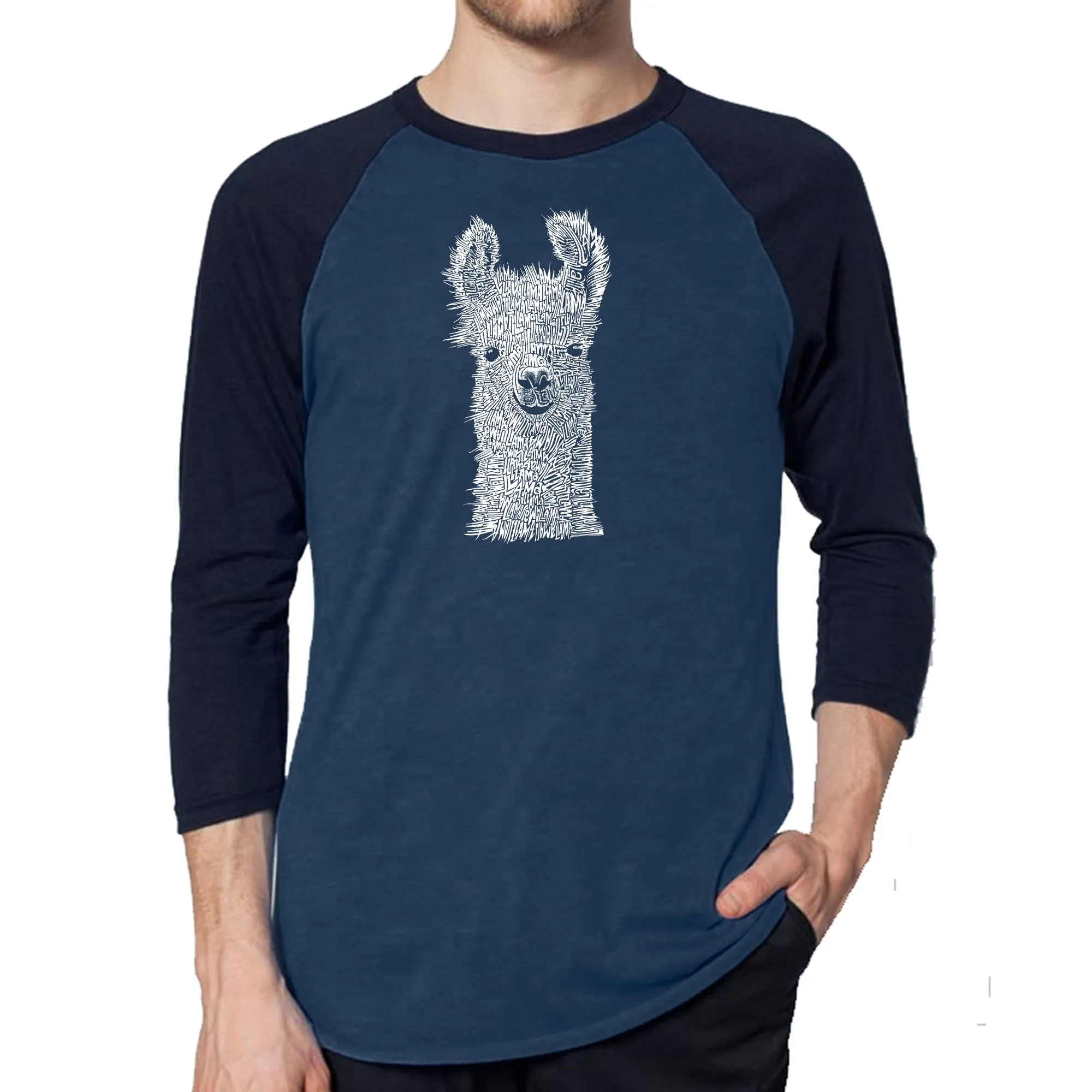 Llama - Men's Raglan Baseball Word Art T-Shirt sold by LA Pop Art product image thumbnail 3