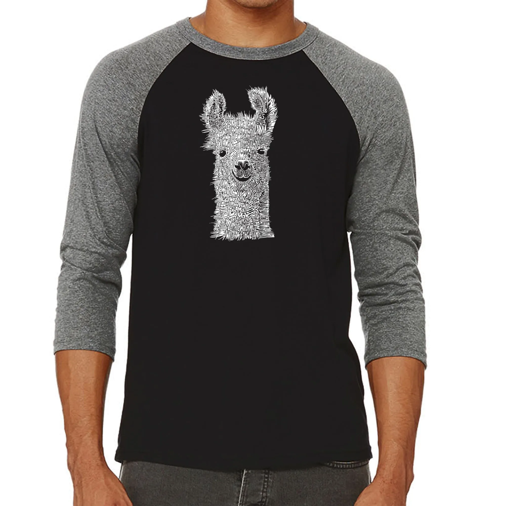 Llama - Men's Raglan Baseball Word Art T-Shirt sold by LA Pop Art product image thumbnail 4