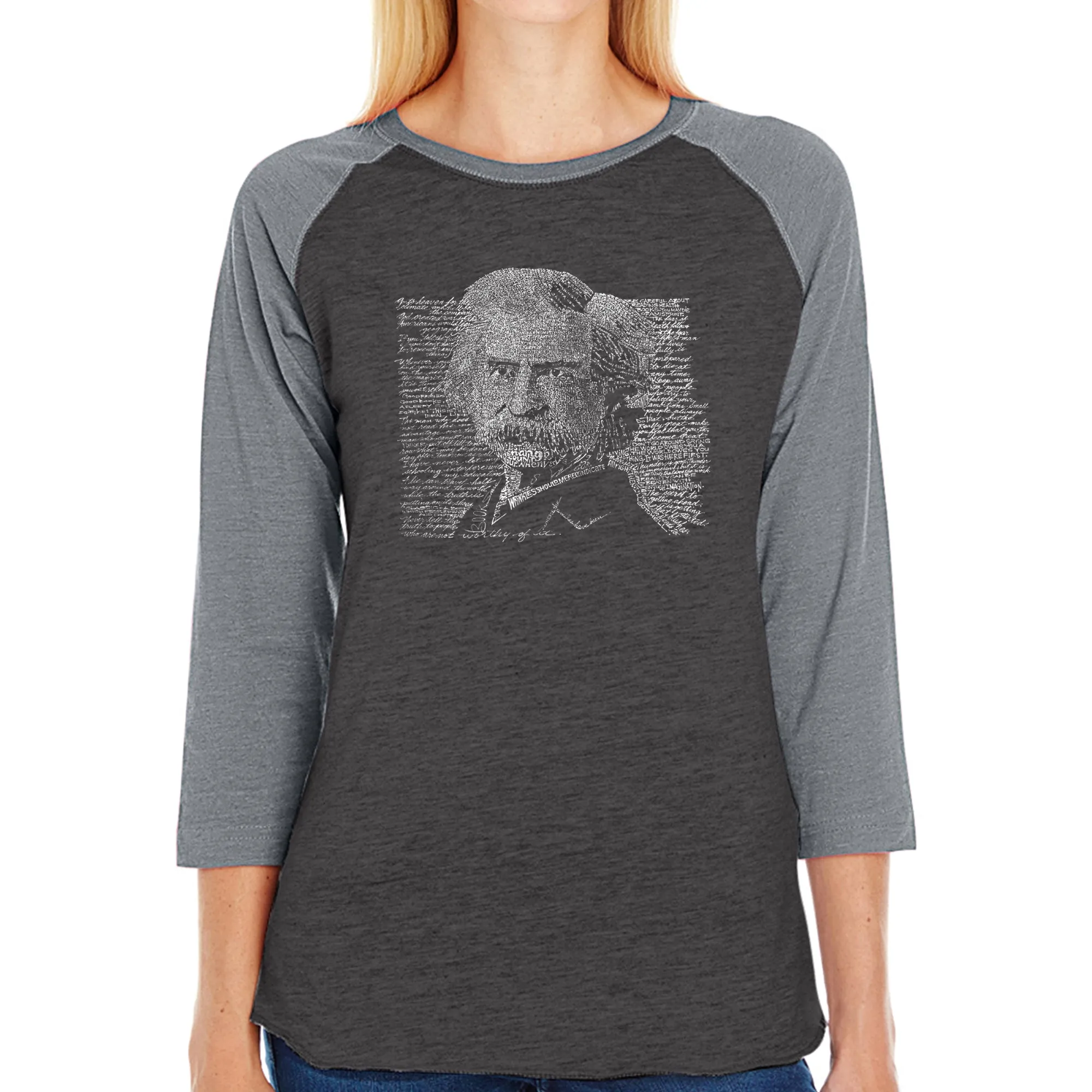 Mark Twain - Women's Raglan Baseball Word Art T-Shirt sold by LA Pop Art product image thumbnail 3