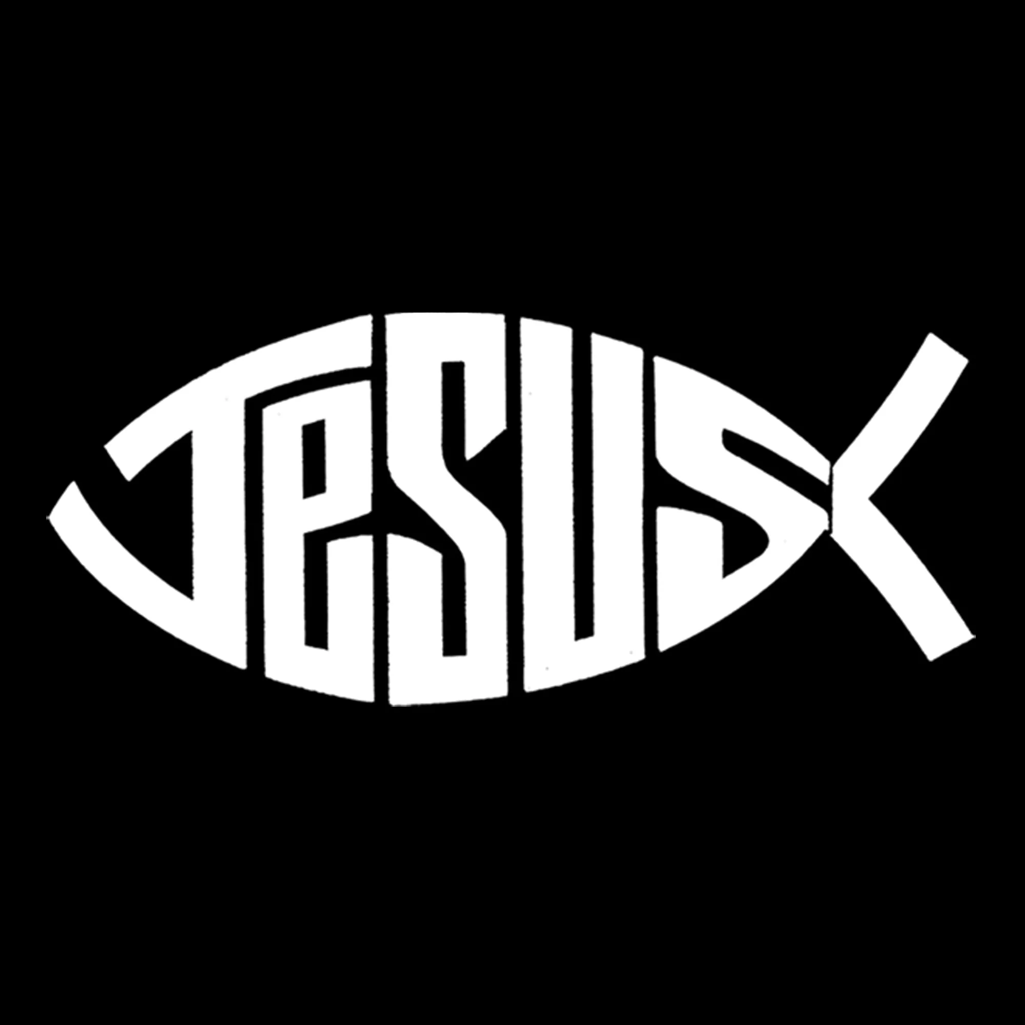 Christian Jesus Name Fish Symbol - Men's Word Art T-Shirt sold by LA Pop Art product image thumbnail 2