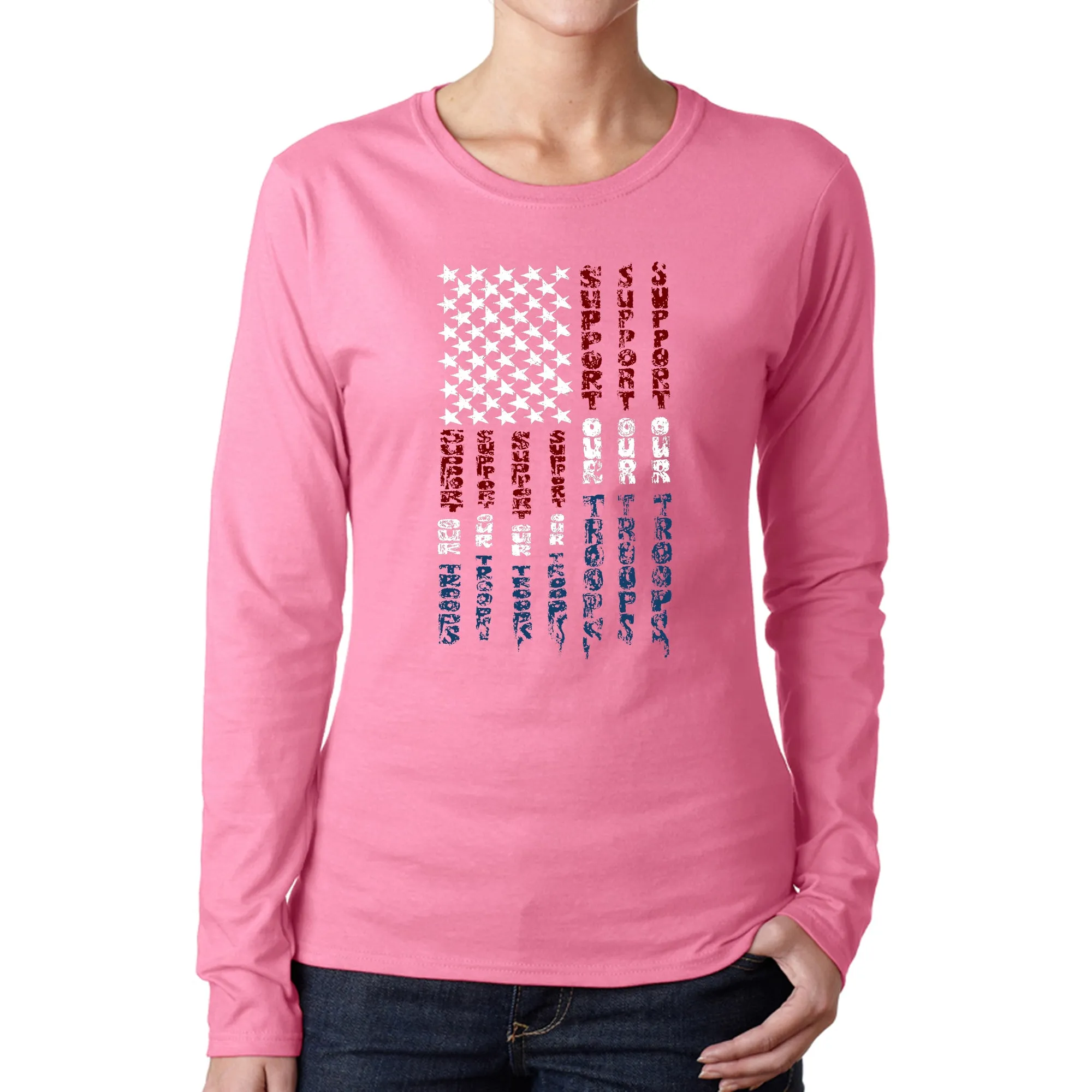 Support our Troops - Women's Word Art Long Sleeve T-Shirt sold by LA Pop Art product image thumbnail 3