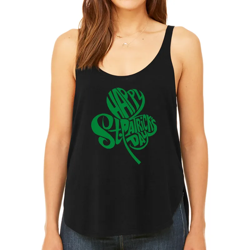 St Patricks Day Shamrock  - Women's Premium Word Art Flowy Tank Top sold by LA Pop Art