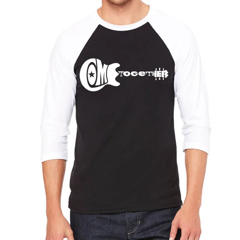 COME TOGETHER - Men's Raglan Baseball Word Art T-Shirt sold by LA Pop Art