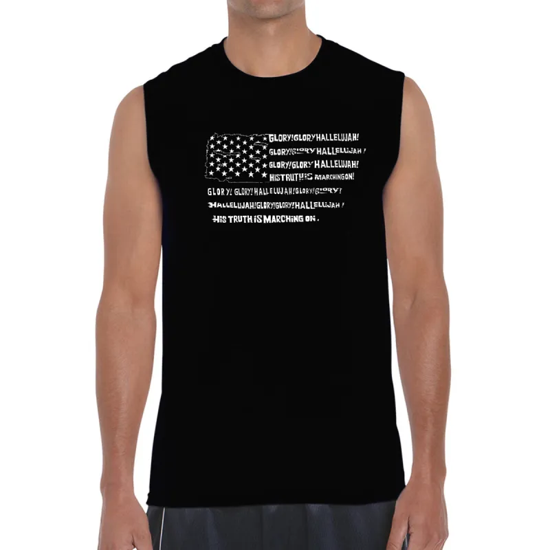 Glory Hallelujah Flag  - Men's Word Art Sleeveless T-Shirt sold by LA Pop Art