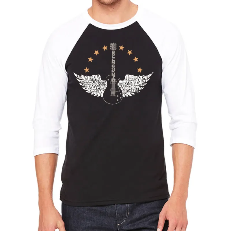Country Female Singers - Men's Raglan Baseball Word Art T-Shirt sold by LA Pop Art