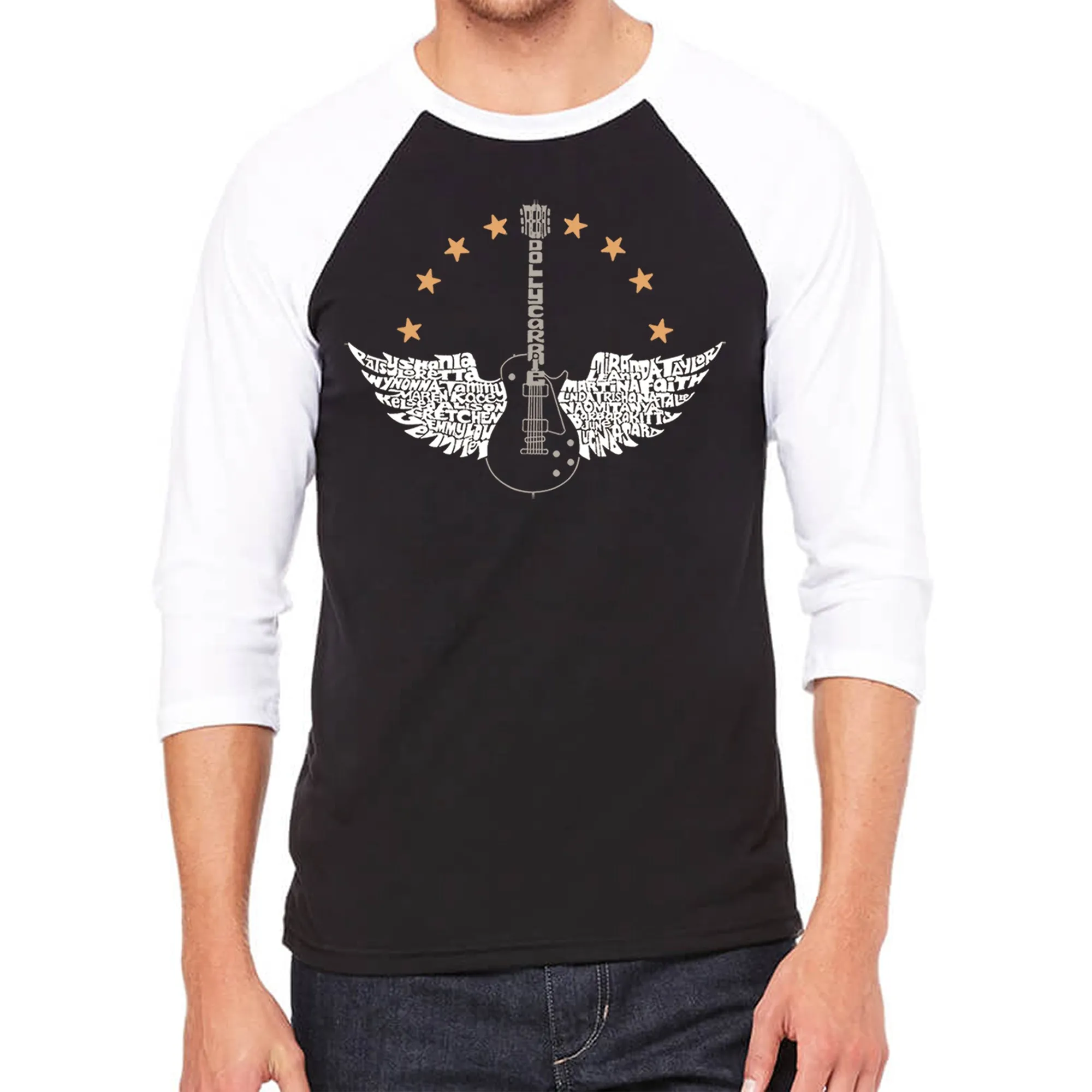 Country Female Singers - Men's Raglan Baseball Word Art T-Shirt sold by LA Pop Art