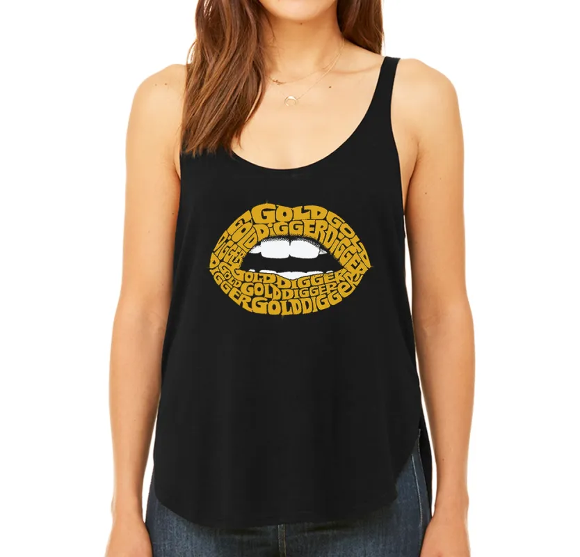 Gold Digger Lips - Women's Word Art Flowy Tank Top sold by LA Pop Art