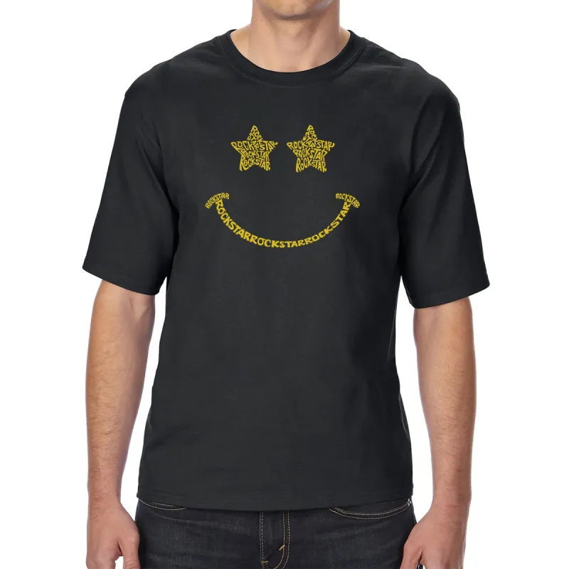 Rockstar Smiley  - Men's Tall and Long Word Art T-Shirt sold by LA Pop Art