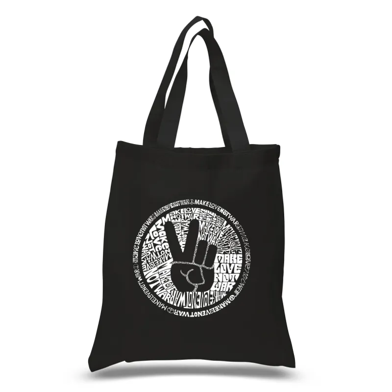 MAKE LOVE NOT WAR - Small Word Art Tote Bag sold by LA Pop Art