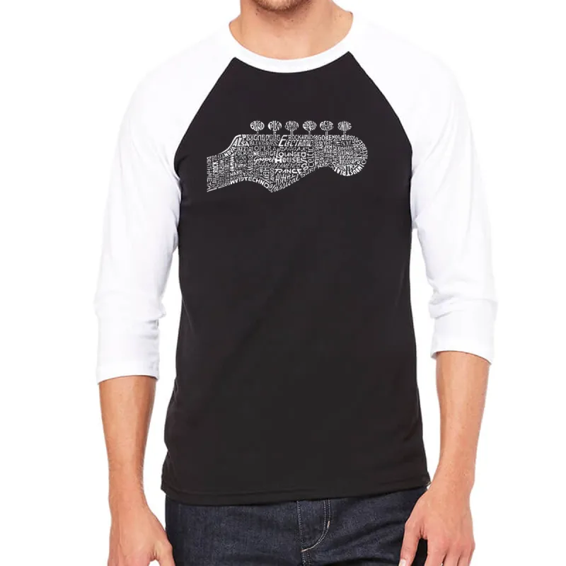Guitar Head - Men's Raglan Baseball Word Art T-Shirt sold by LA Pop Art