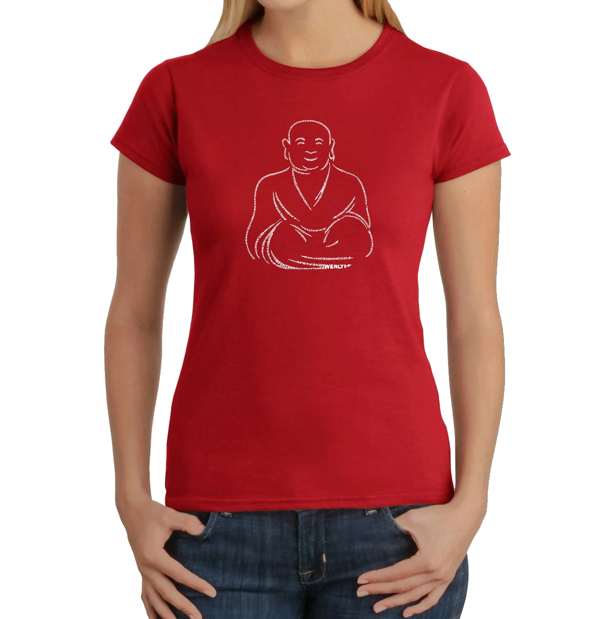 POSITIVE WISHES - Women's Word Art T-Shirt sold by LA Pop Art product image thumbnail 5