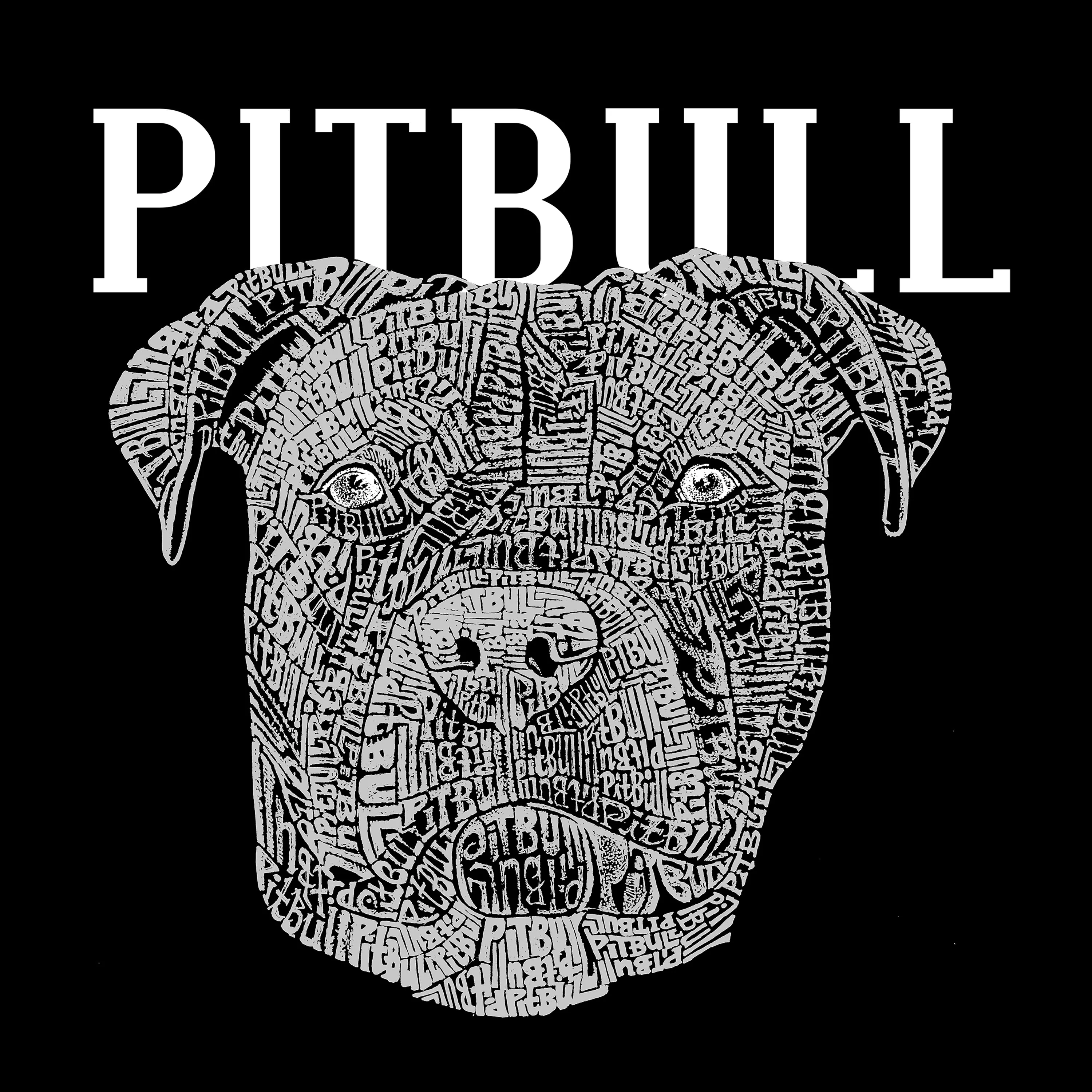 Pitbull Face - Men's Word Art Long Sleeve T-Shirt sold by LA Pop Art product image thumbnail 2
