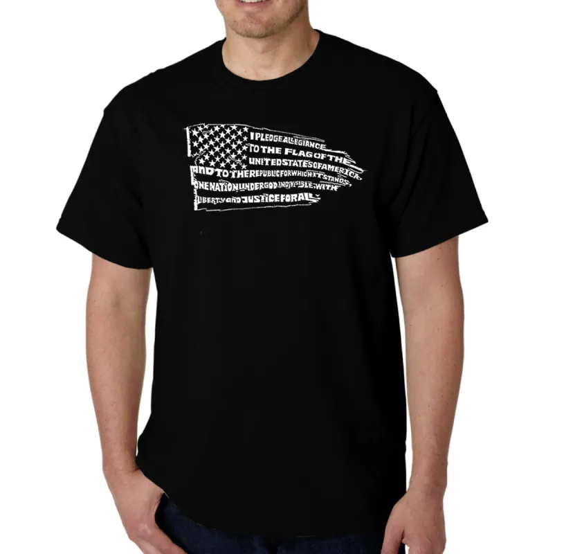 Pledge of Allegiance Flag - Men's Word Art T-Shirt sold by LA Pop Art