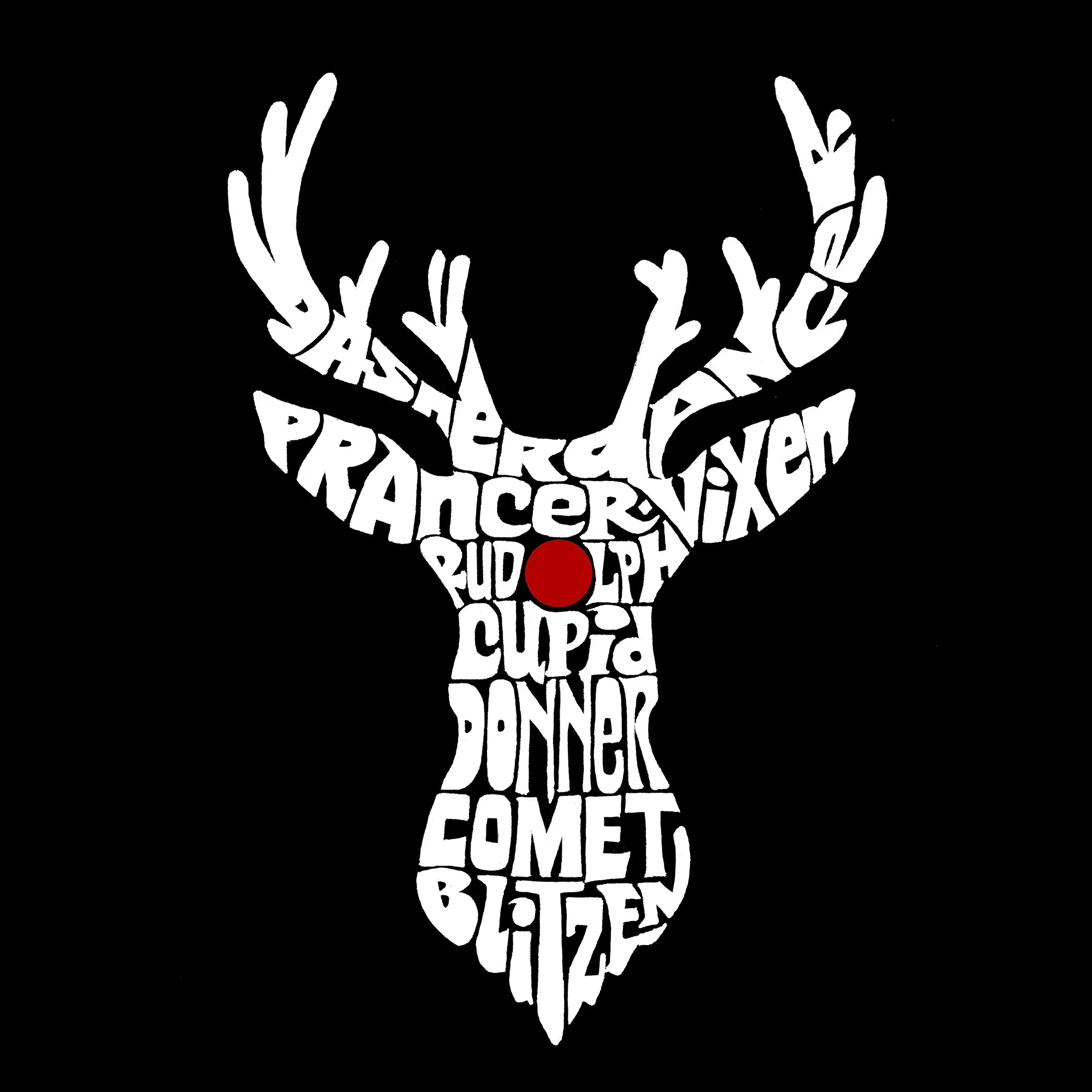 Santa's Reindeer - Men's Word Art Long Sleeve T-Shirt sold by LA Pop Art product image thumbnail 2