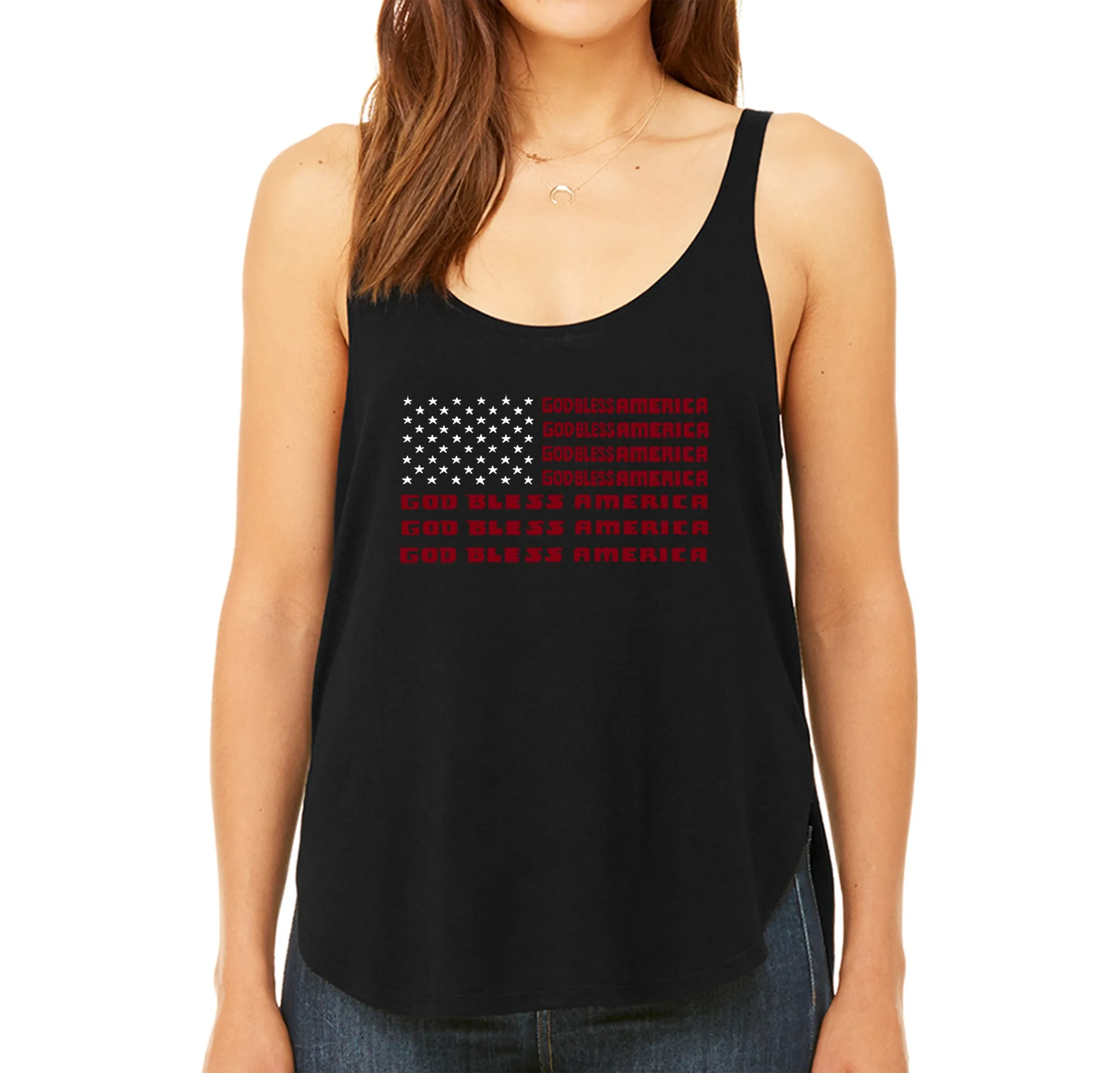 God Bless America - Women's Word Art Flowy Tank Top sold by LA Pop Art