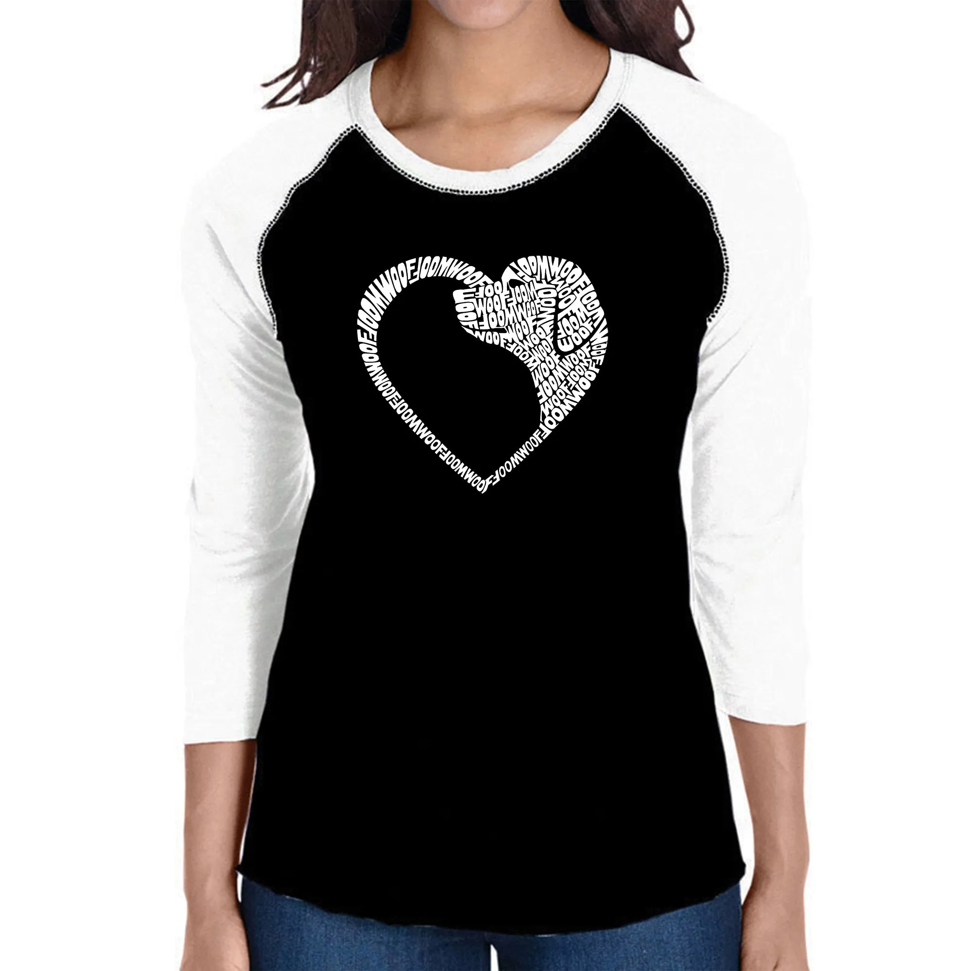 Dog Heart - Women's Raglan Word Art T-Shirt sold by LA Pop Art