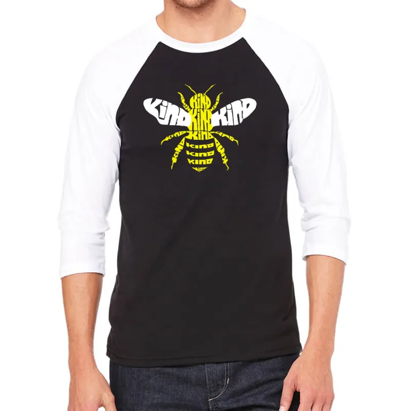 Bee Kind - Men's Raglan Baseball Word Art T-Shirt sold by LA Pop Art