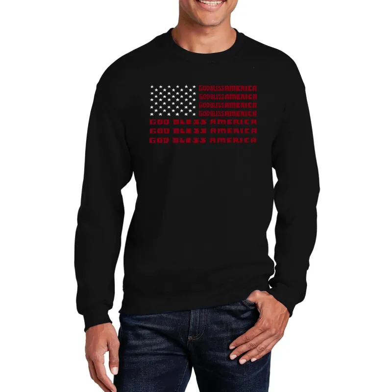 God Bless America - Men's Word Art Crewneck Sweatshirt sold by LA Pop Art