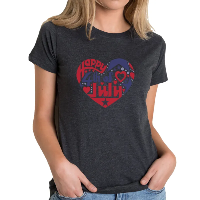 Women's Premium Blend Word Art T-shirt - July 4th Heart sold by LA Pop Art