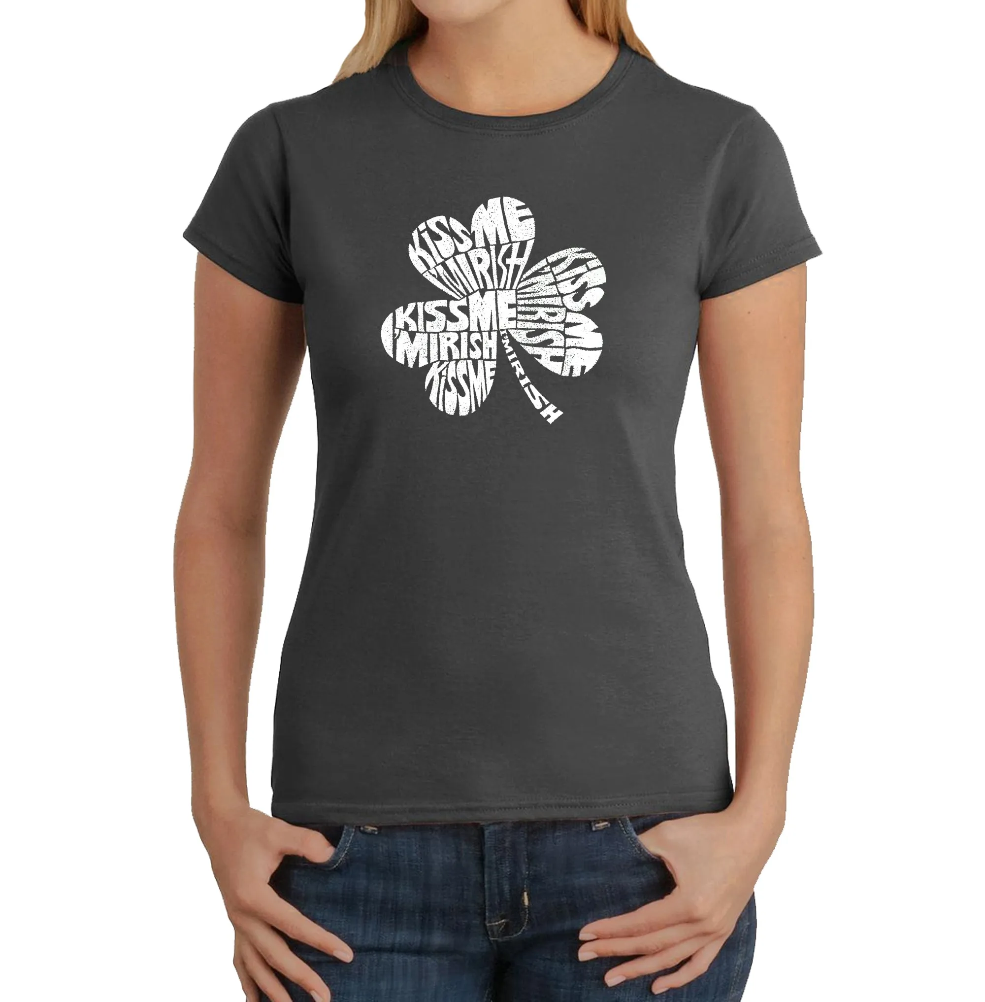 KISS ME I'M IRISH - Women's Word Art T-Shirt sold by LA Pop Art product image thumbnail 4