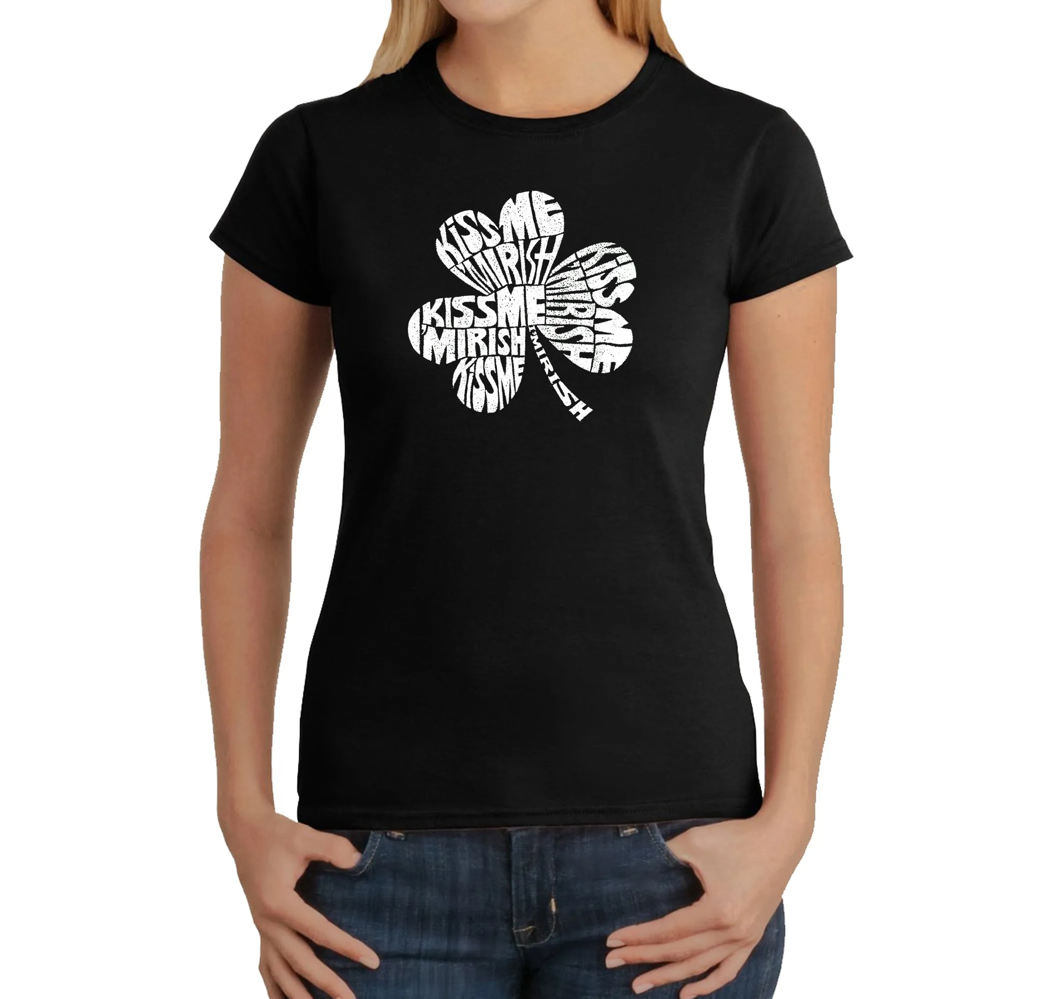 KISS ME I'M IRISH - Women's Word Art T-Shirt sold by LA Pop Art