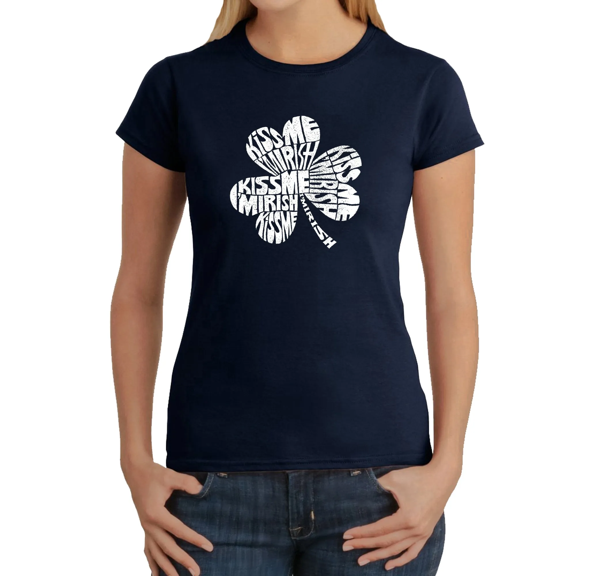 KISS ME I'M IRISH - Women's Word Art T-Shirt sold by LA Pop Art product image thumbnail 3