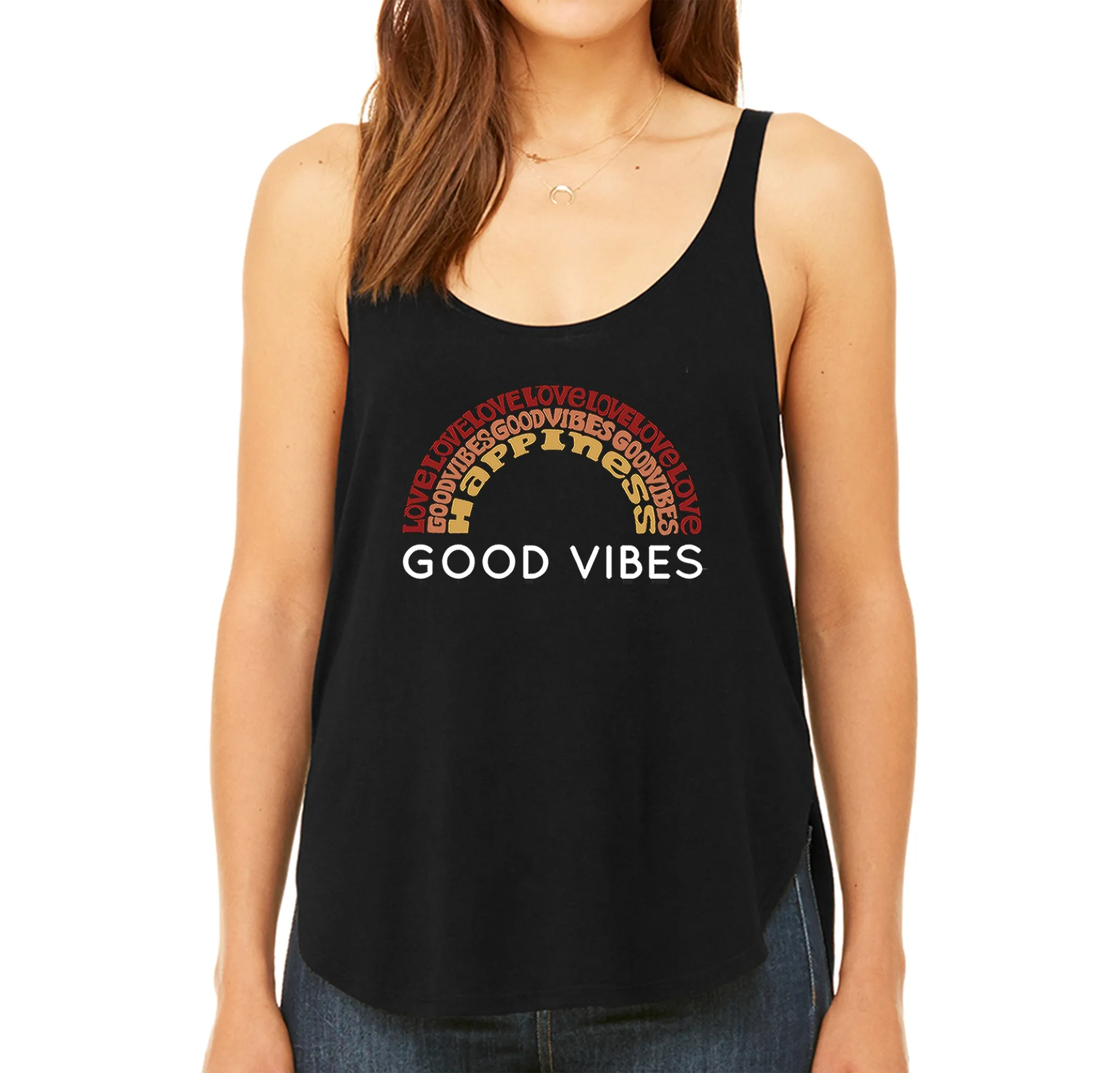 Good Vibes - Women's Word Art Flowy Tank Top sold by LA Pop Art