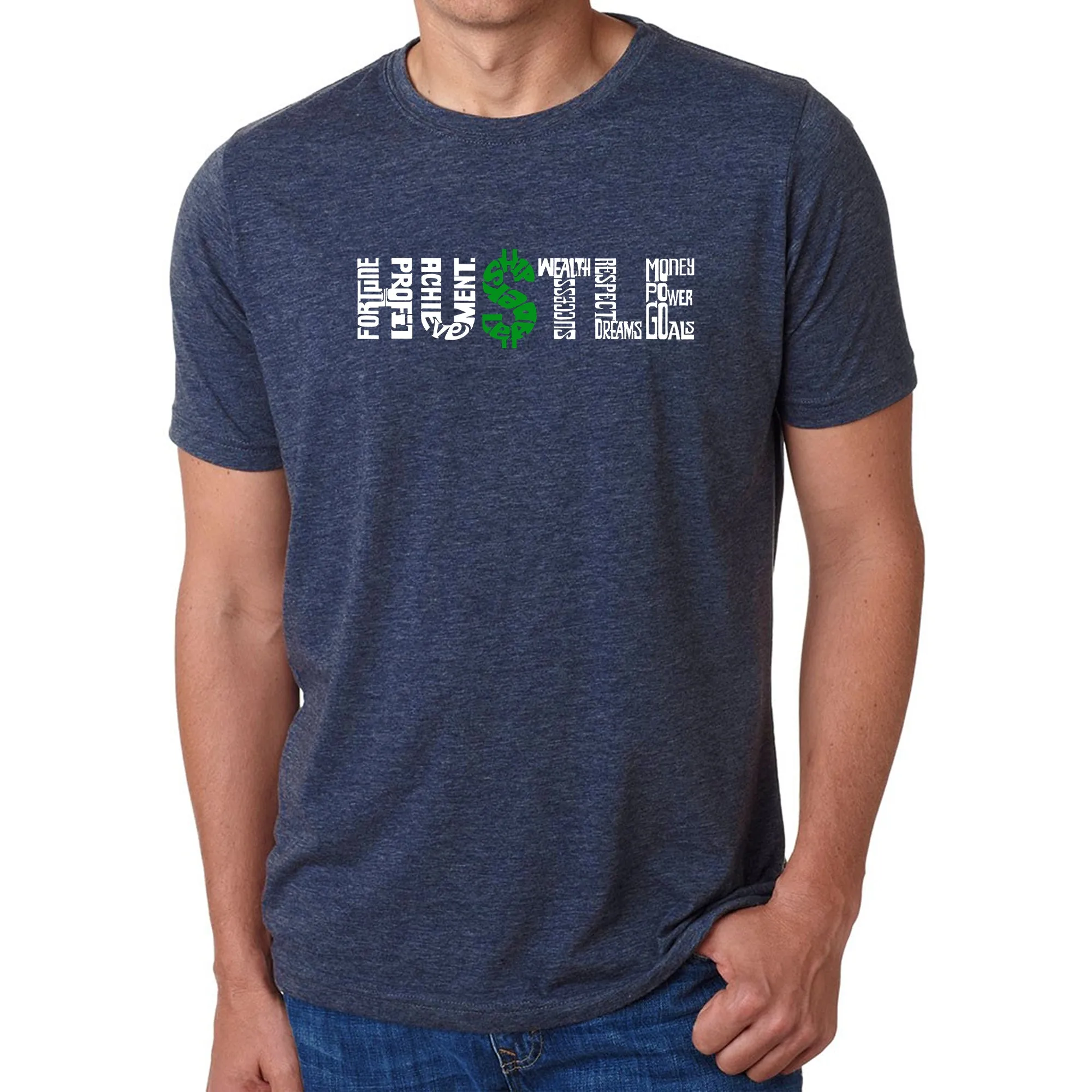 Hustle - Men's Premium Blend Word Art T-Shirt sold by LA Pop Art product image thumbnail 3