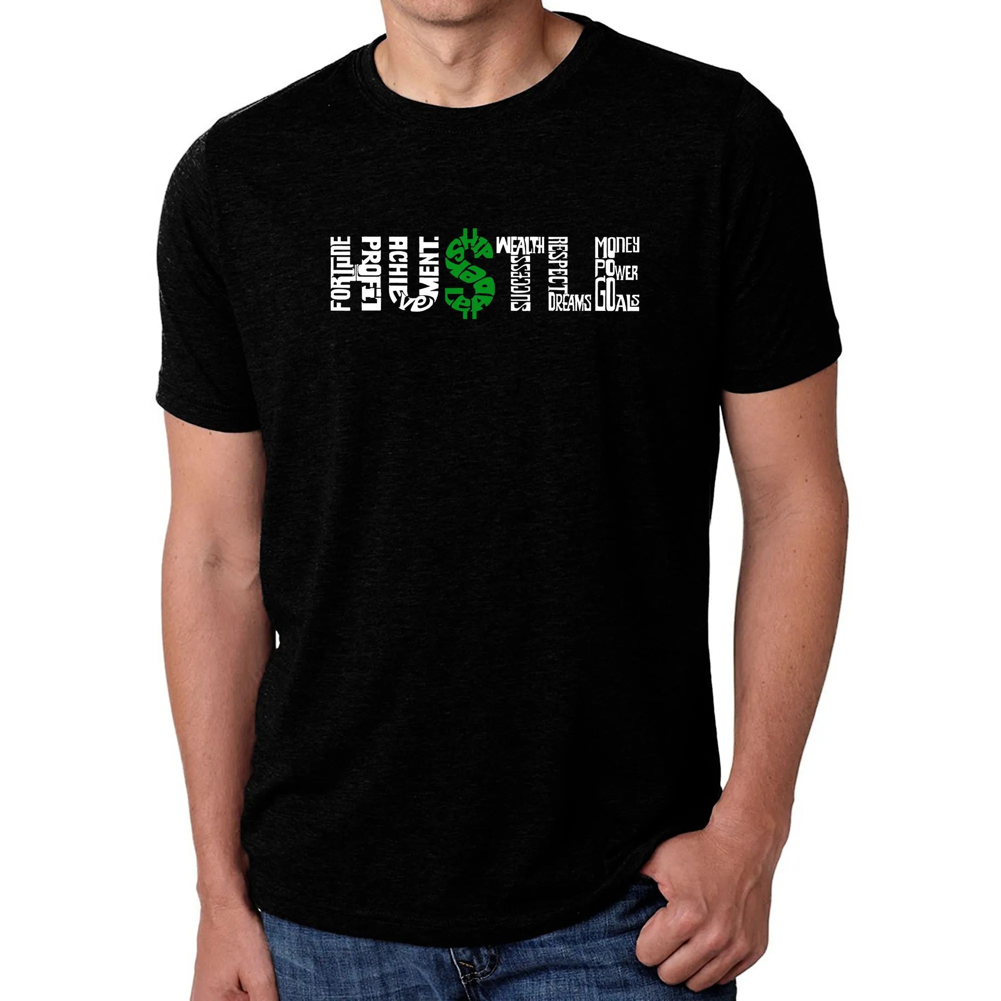 Hustle - Men's Premium Blend Word Art T-Shirt sold by LA Pop Art