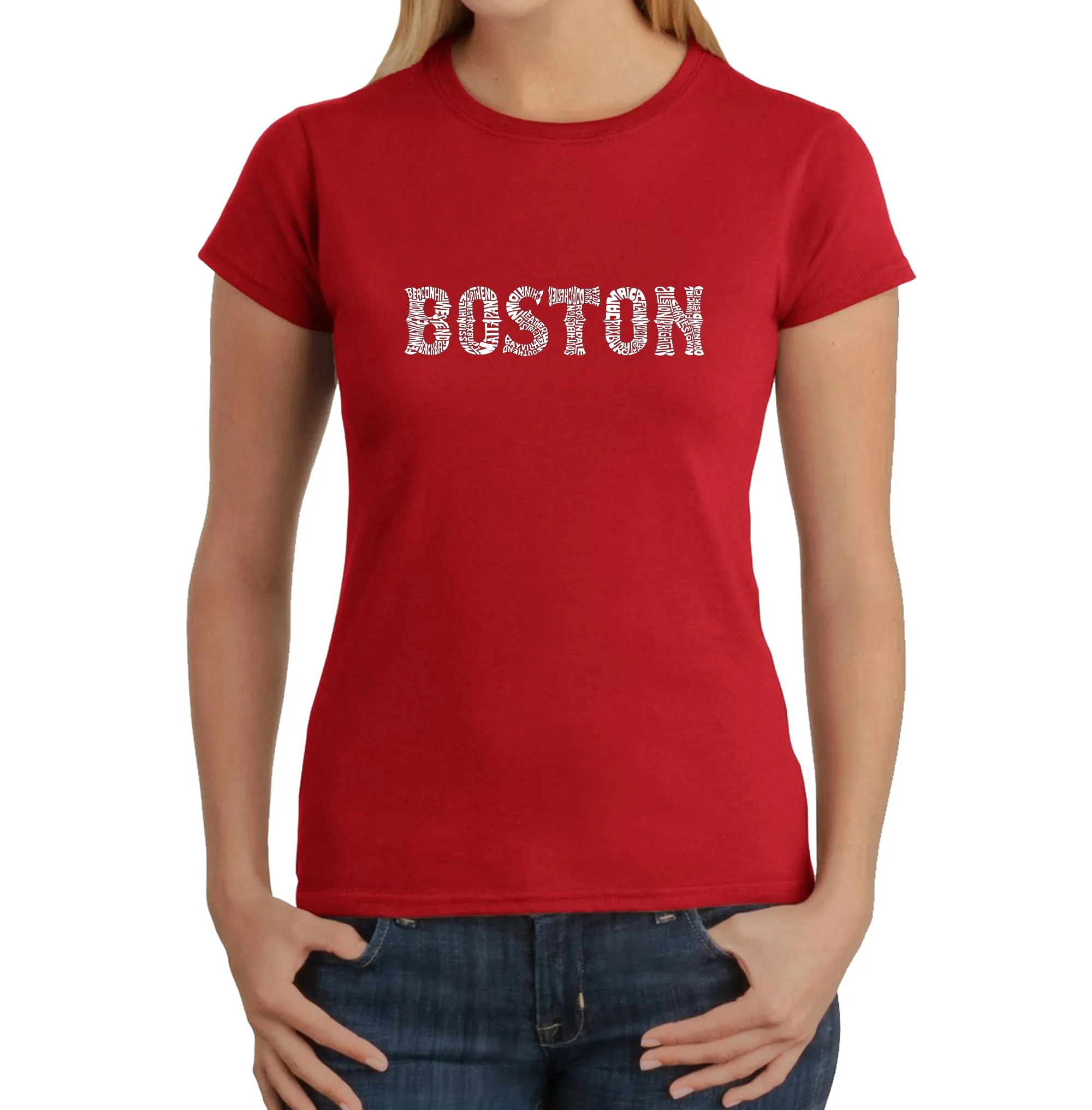 BOSTON NEIGHBORHOODS - Women's Word Art T-Shirt sold by LA Pop Art product image thumbnail 5