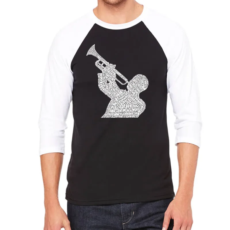 ALL TIME JAZZ SONGS - Men's Raglan Baseball Word Art T-Shirt sold by LA Pop Art