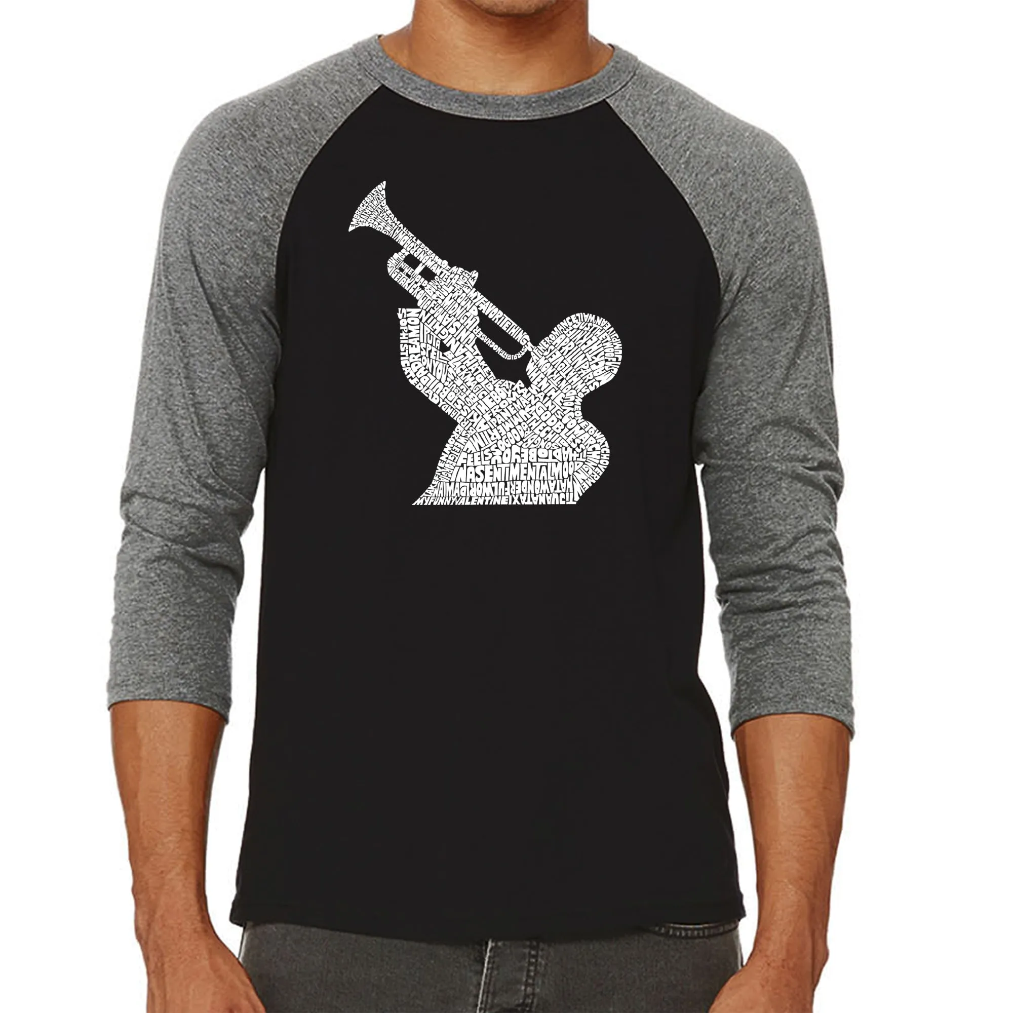 ALL TIME JAZZ SONGS - Men's Raglan Baseball Word Art T-Shirt sold by LA Pop Art product image thumbnail 4