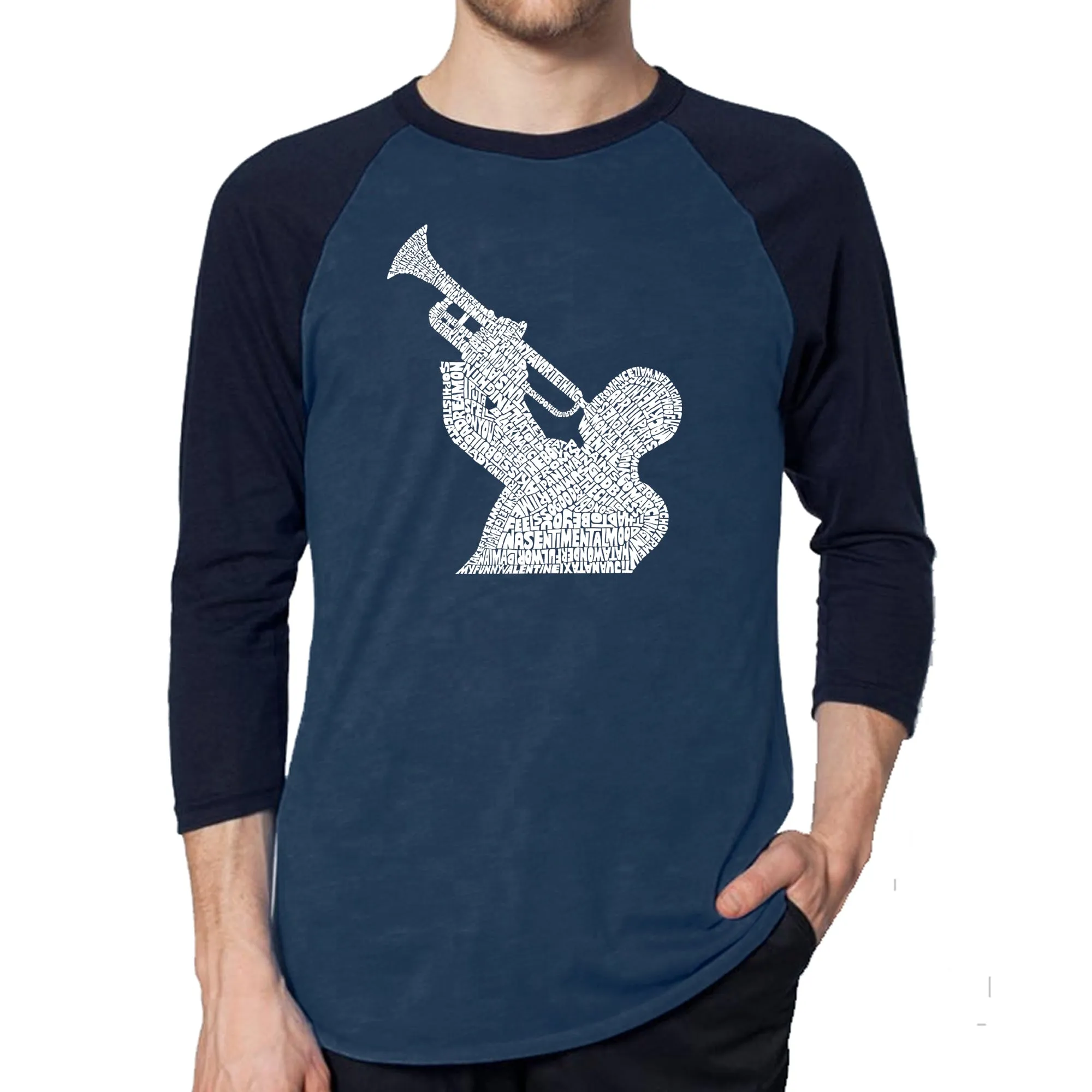 ALL TIME JAZZ SONGS - Men's Raglan Baseball Word Art T-Shirt sold by LA Pop Art product image thumbnail 3