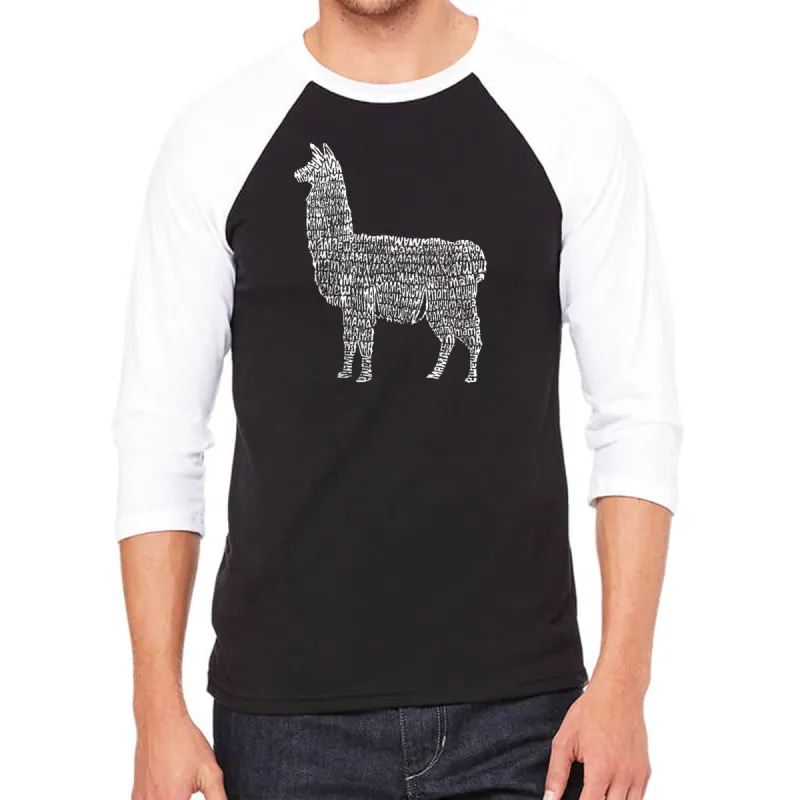 Llama Mama  - Men's Raglan Baseball Word Art T-Shirt sold by LA Pop Art