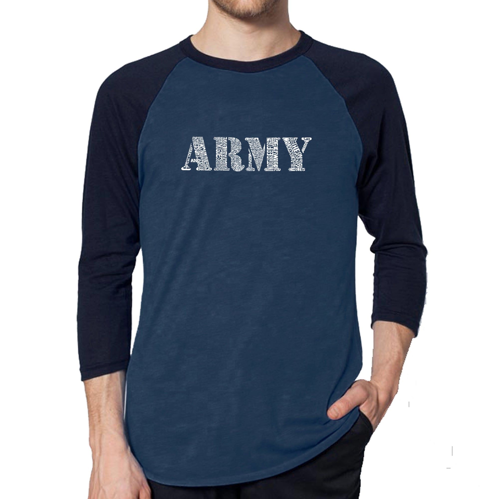 LYRICS TO THE ARMY SONG - Men's Raglan Baseball Word Art T-Shirt sold by LA Pop Art product image thumbnail 3