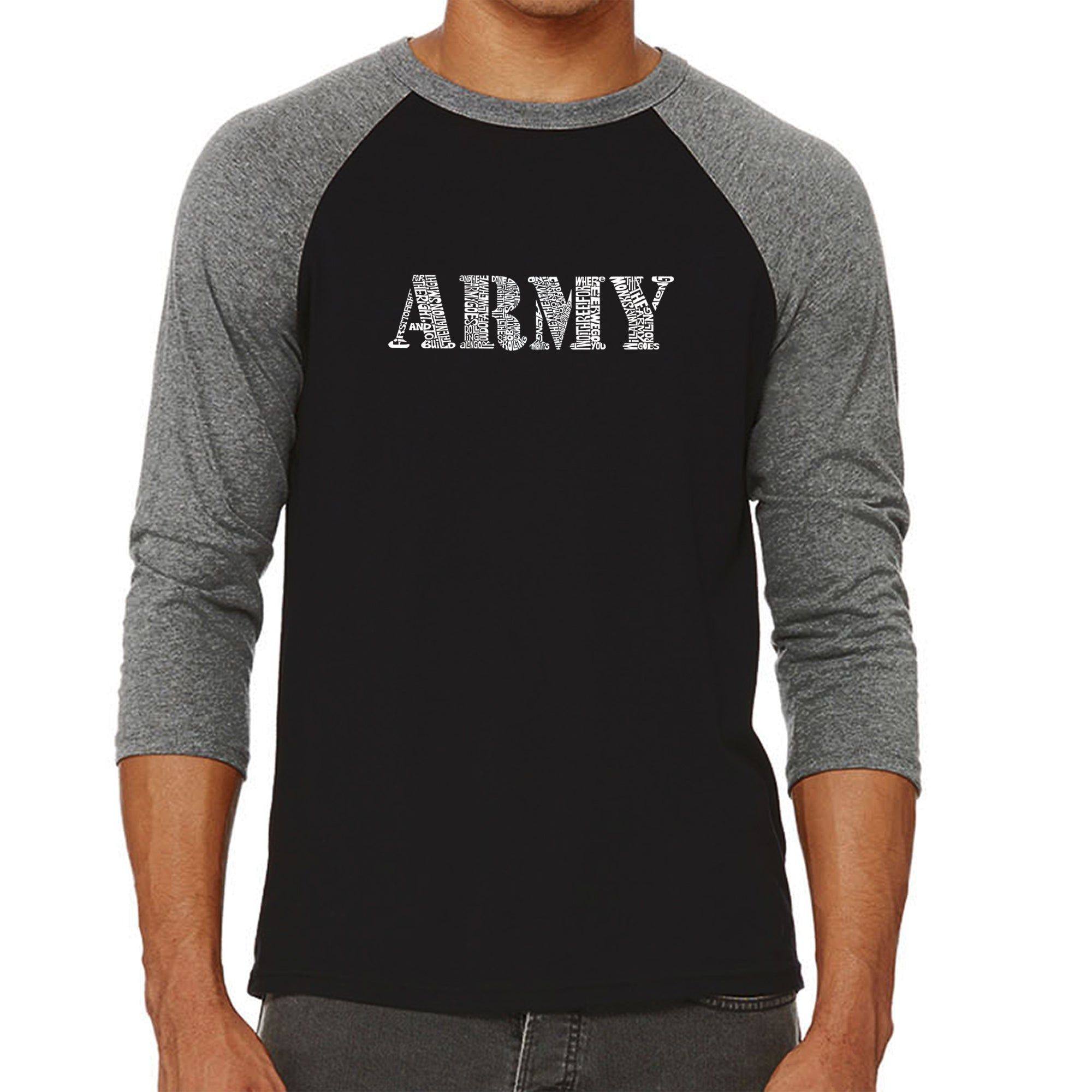 LYRICS TO THE ARMY SONG - Men's Raglan Baseball Word Art T-Shirt sold by LA Pop Art product image thumbnail 4
