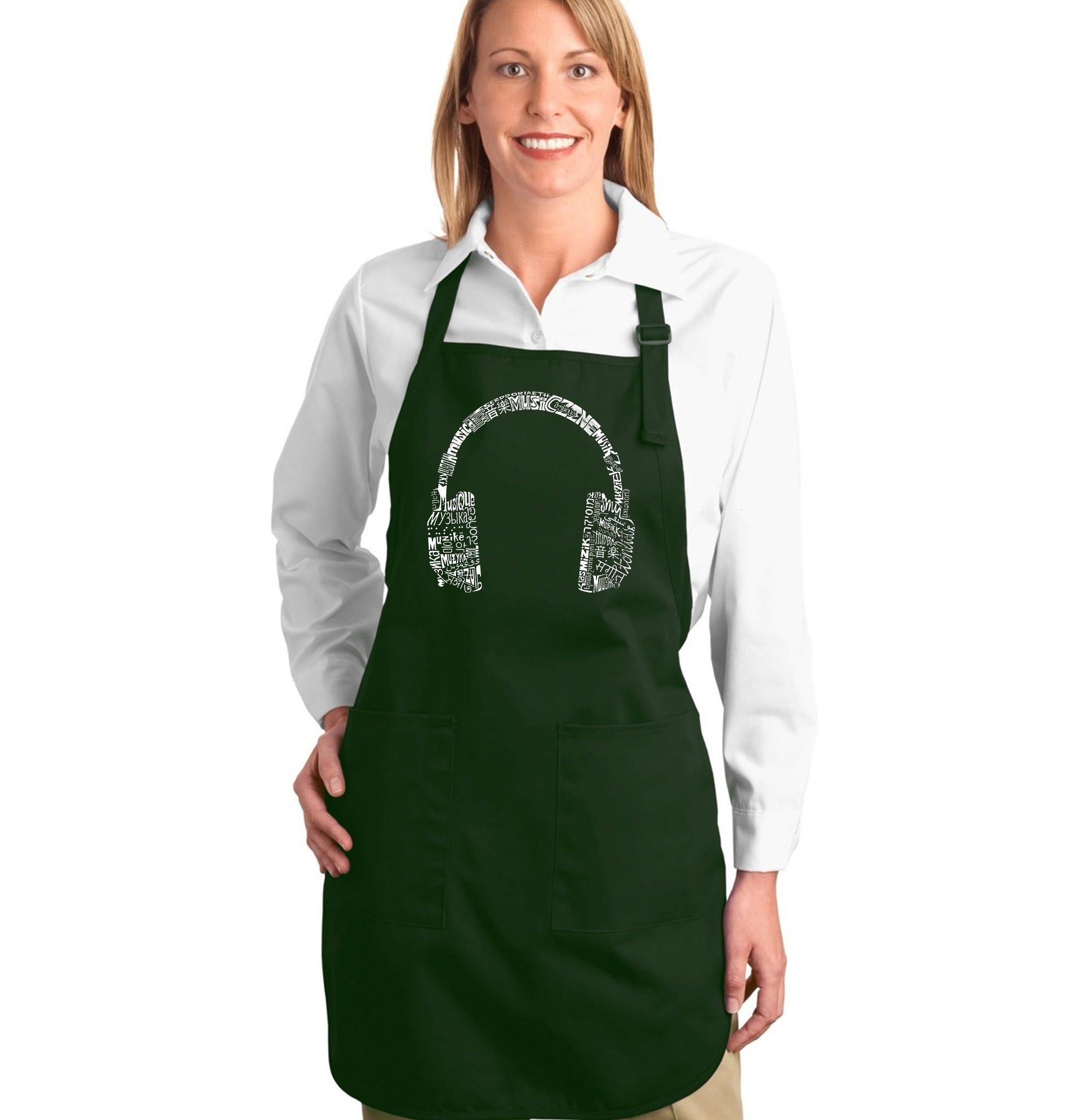 Music in Different Languages Headphones - Full Length Word Art Apron sold by LA Pop Art product image thumbnail 5