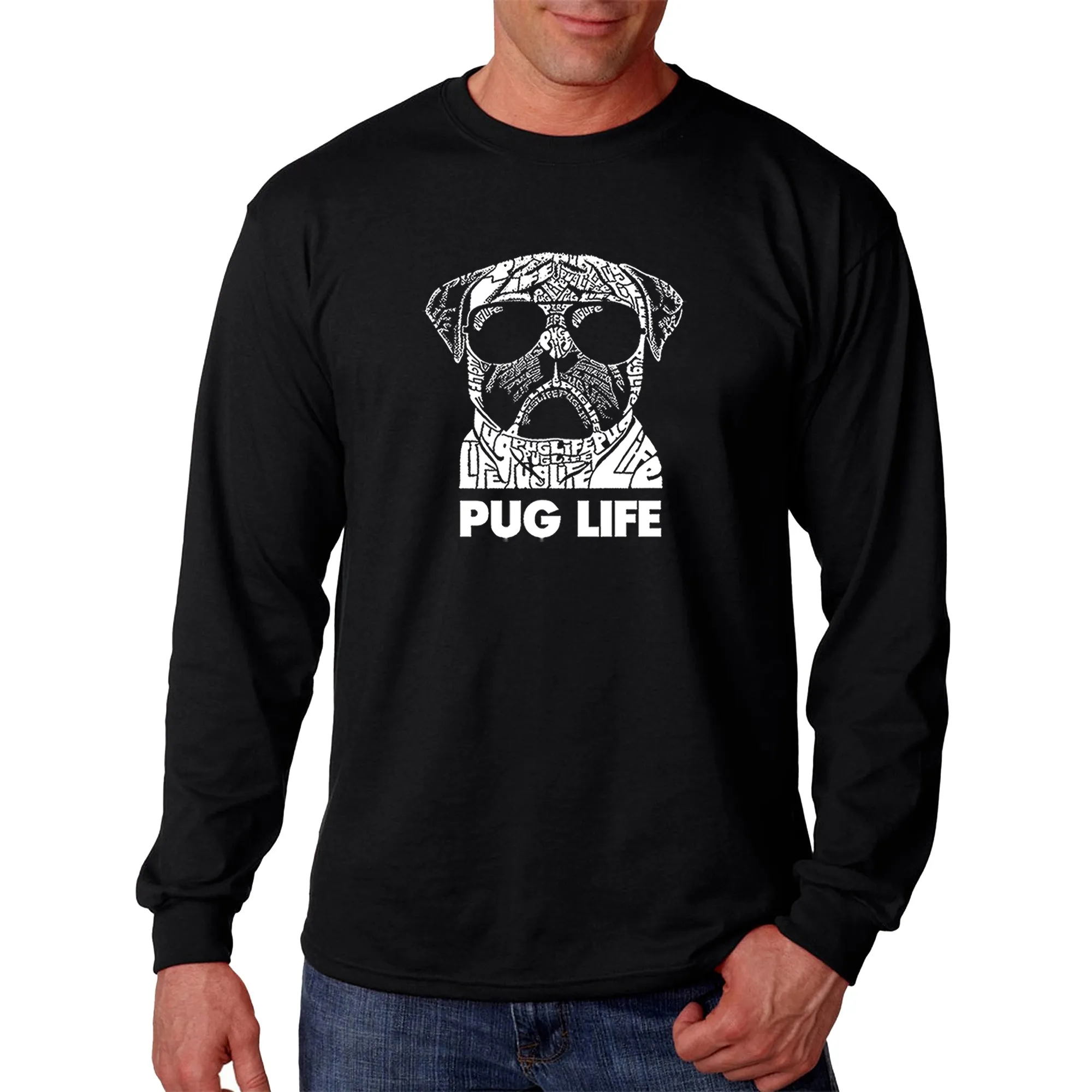 Pug Life - Men's Word Art Long Sleeve T-Shirt sold by LA Pop Art